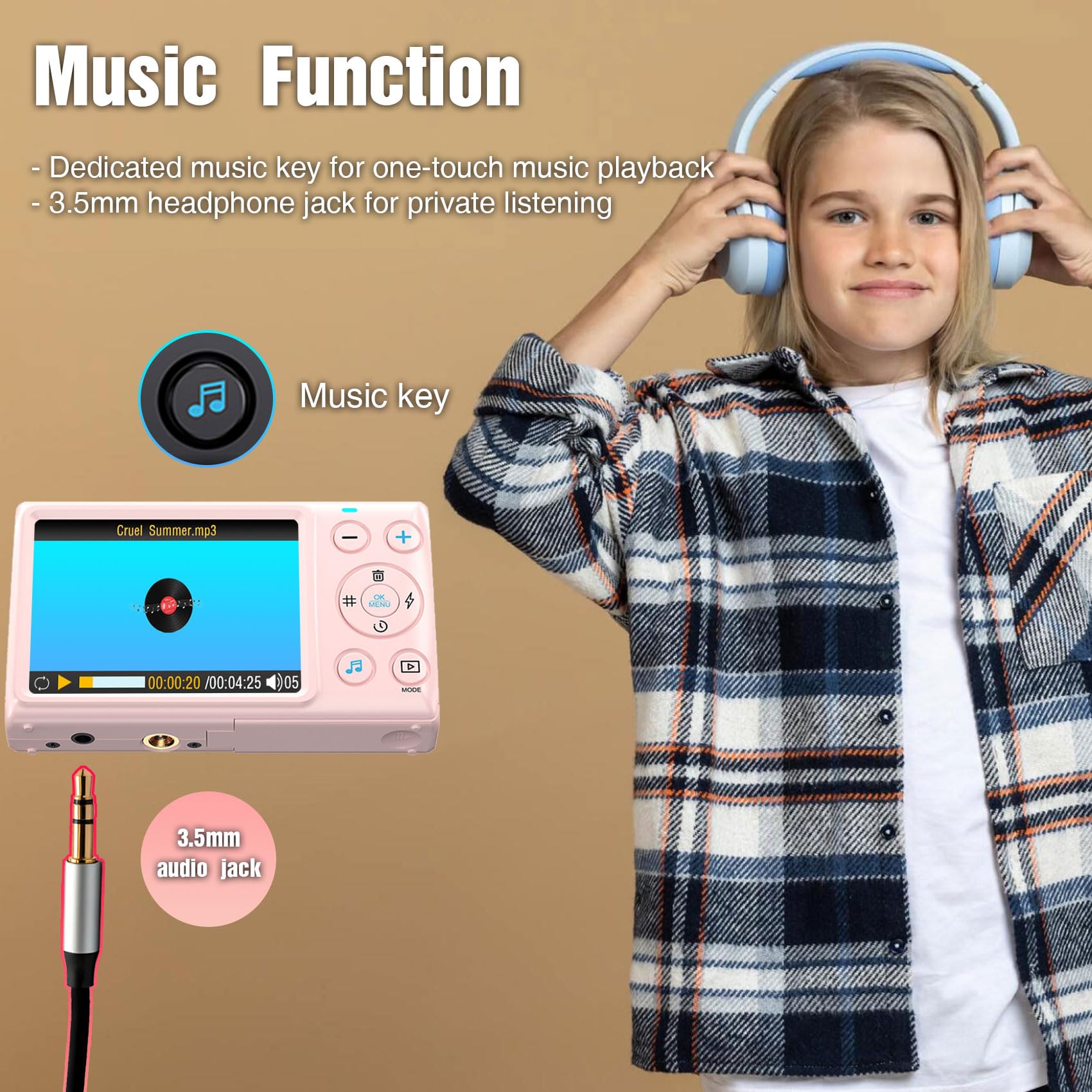 Digital Camera Pink, 4K Vlogging Camera, Vintage Camera, Autofocus 64Mp 18X Digital Zoom Compact Point And Shoot Digital Cameras