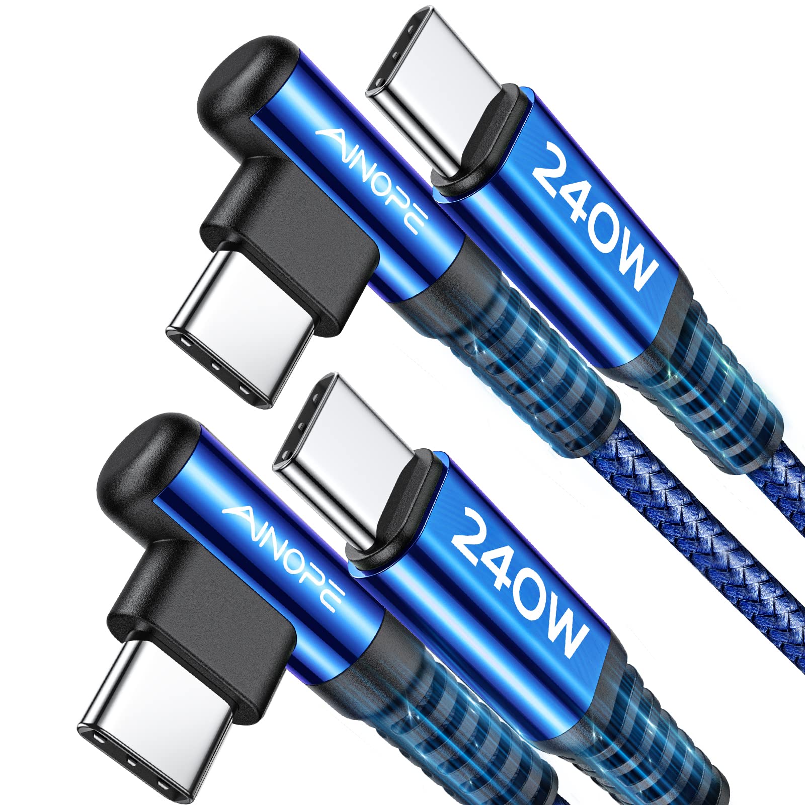 Ainope Usb C To Usb C Cable 6.6Ft 2 Pack Blue