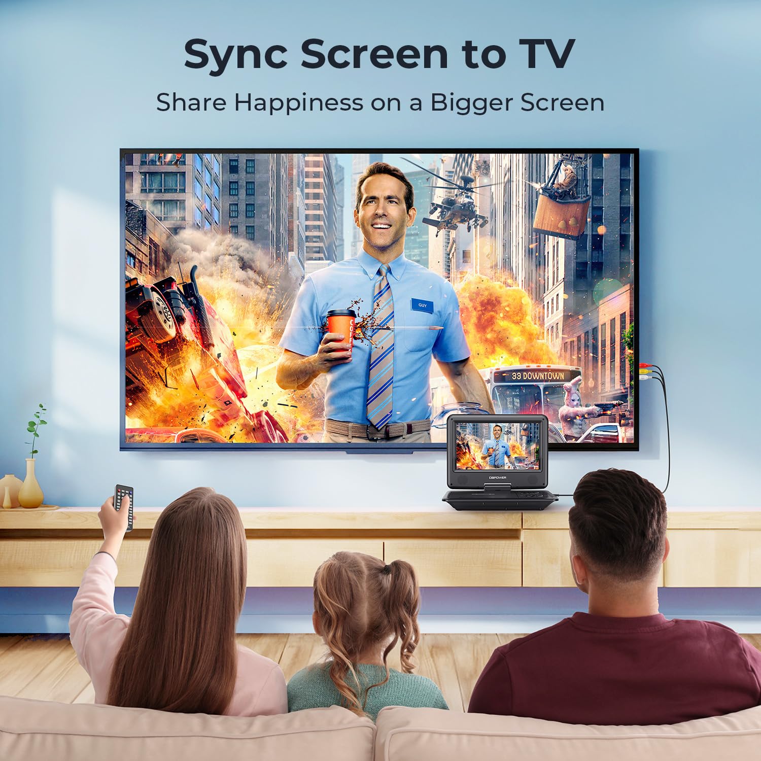 Dbpower 11.5'' Portable Dvd Player, 5 Hour Built In Rechargeable Battery, 9'' Swivel Screen, Support Cd/Dvd/Sd Card/Usb, Remote