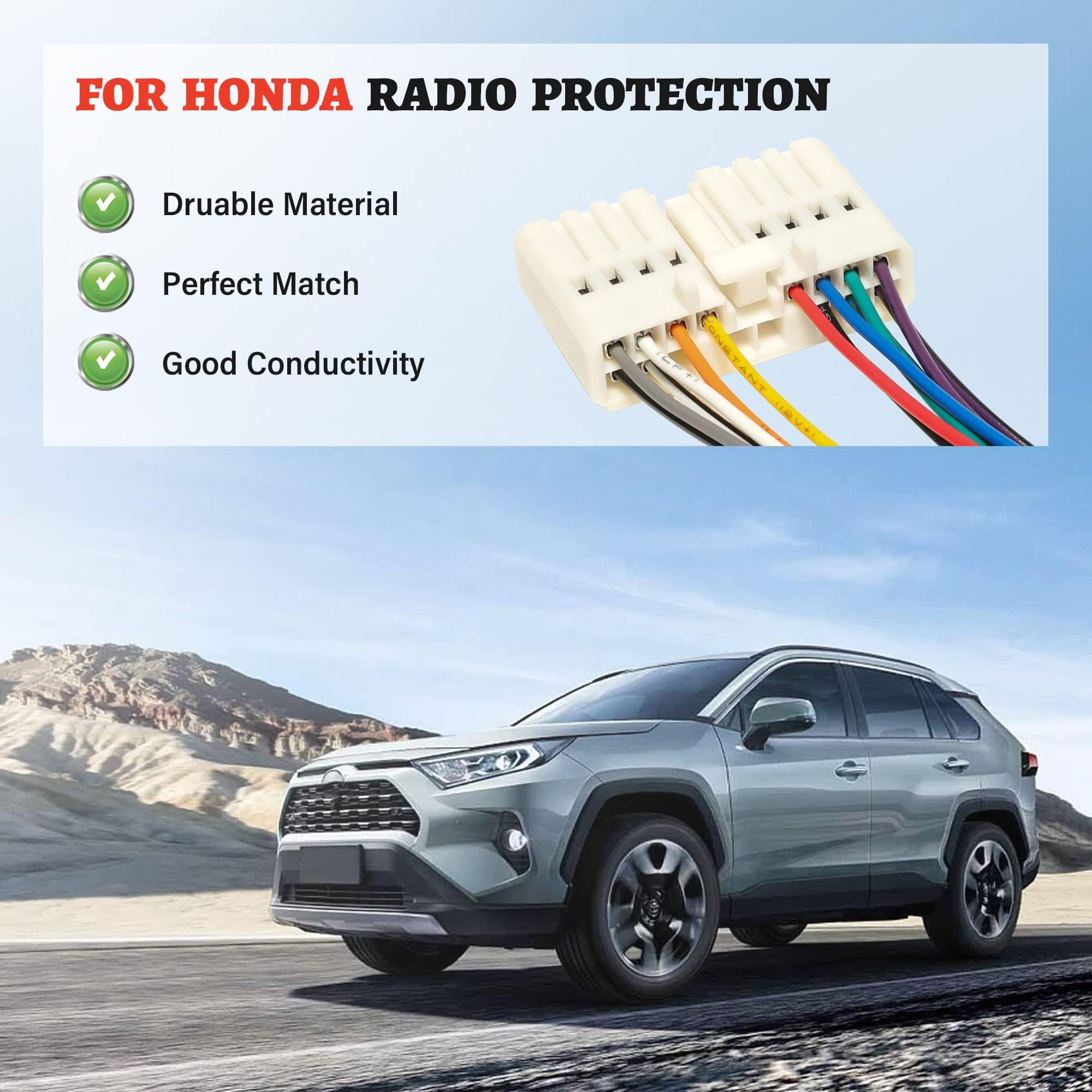 Red Wolf Car Stereo Reverse Wiring Harness Female Connector Compatible With Honda Accord Civic Crv 1989 1998, Acura Integra Legend 1986 1999 Replace Factory Oe Radio Wire Cable Plug 16 Pin