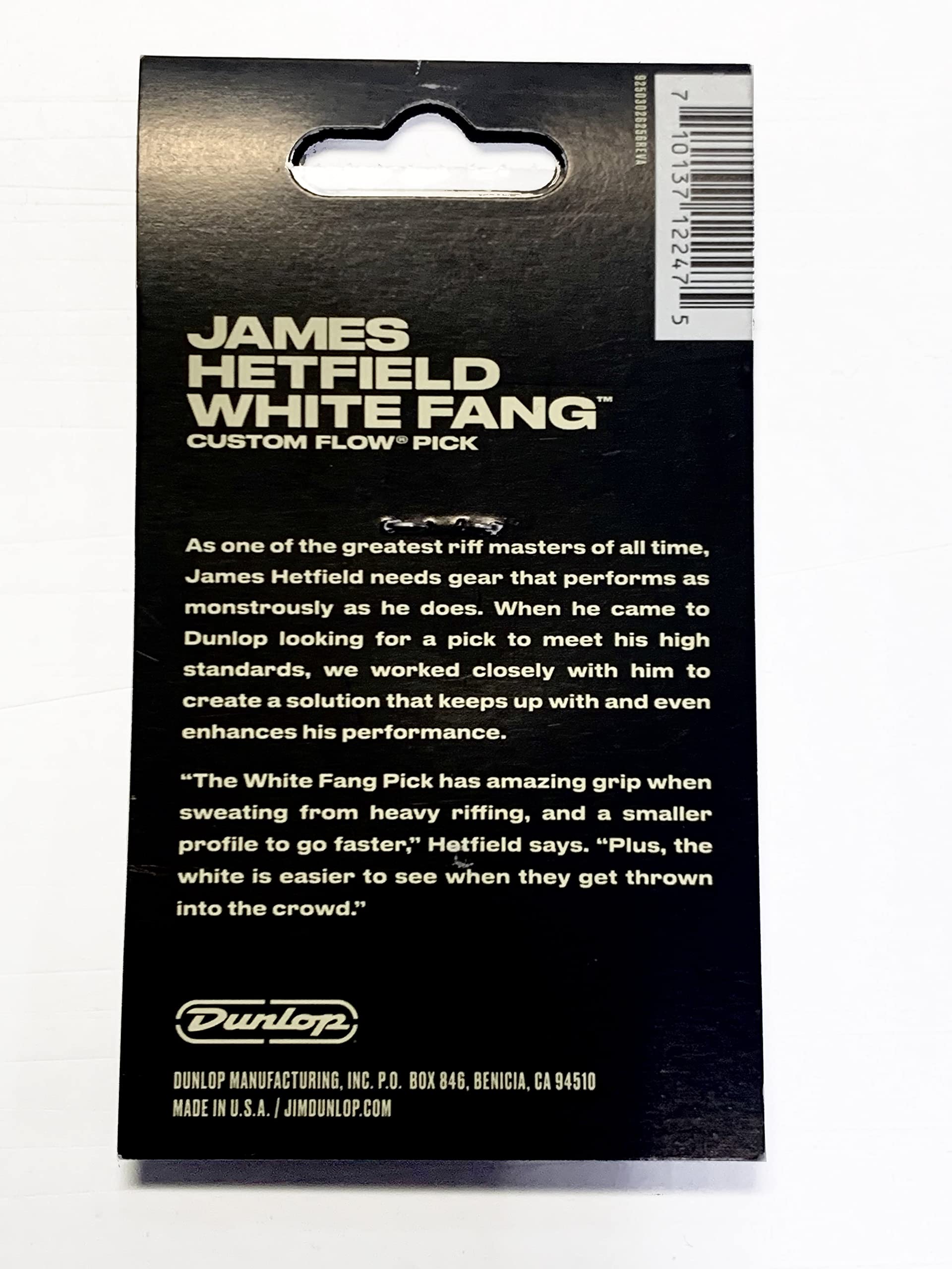 Jim Dunlop Hetfields White Fang Custom Flow .73Mm Guitar Picks, 6 Pack (Ph122P073)