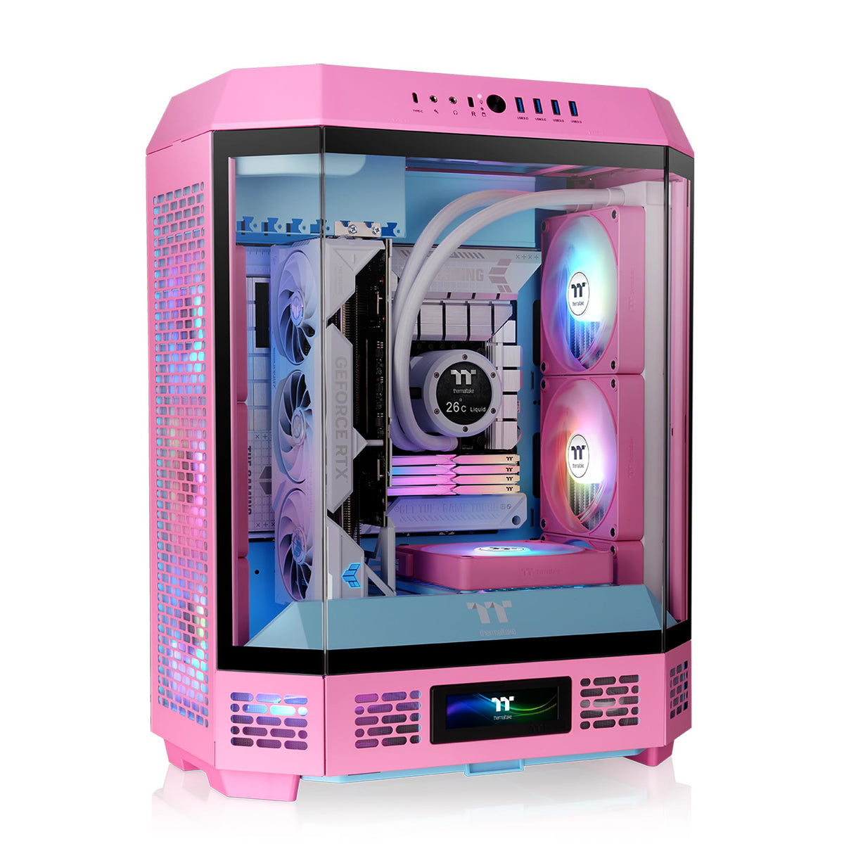 Thermaltake Tower 600 Bubble Pink Mid Tower; 2X140Mm Ct Fans Included; 420Mm Radiator Support; 400Mm Gpu Clearance; Hidden Conne
