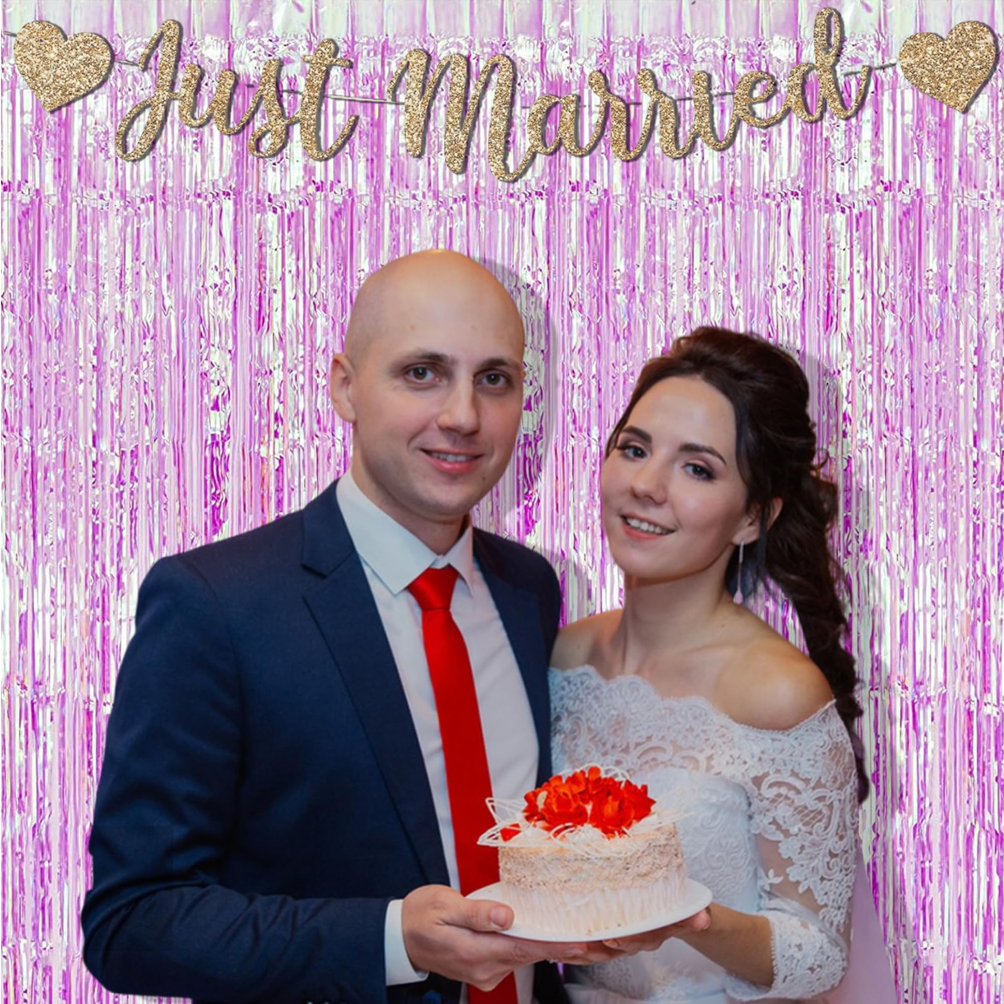 Braveshine Clear Purple Party Decorations Iridescent Foil Fringe Backdrops   2 Pack 3.2 X 6.5 Ft Metallic Tinsel Photo Booth Pro