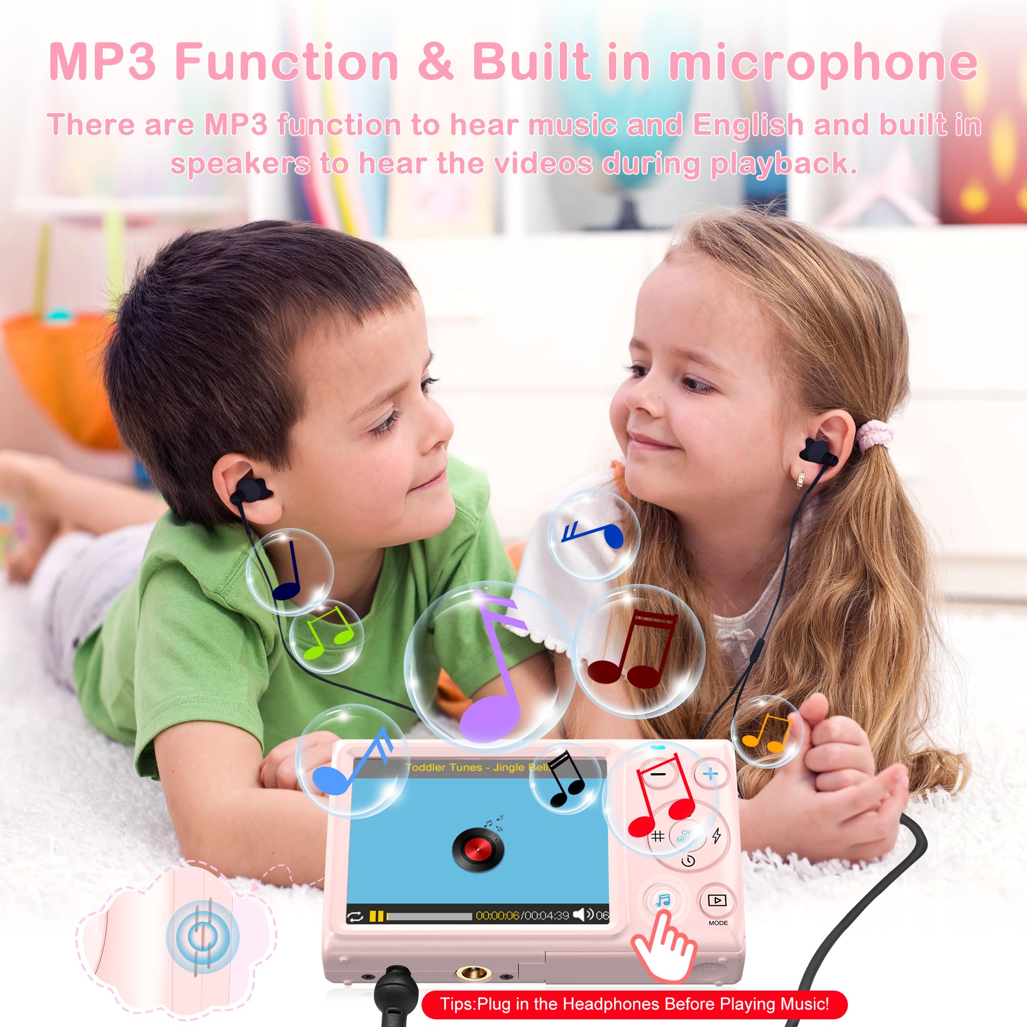 Digital Camera,4K Kids Camera For Photography,64Mp Mp3 Player Vlogging Camera For Youtube,2.8'' Ips Screen,Auto Focus,18X Zoom,1