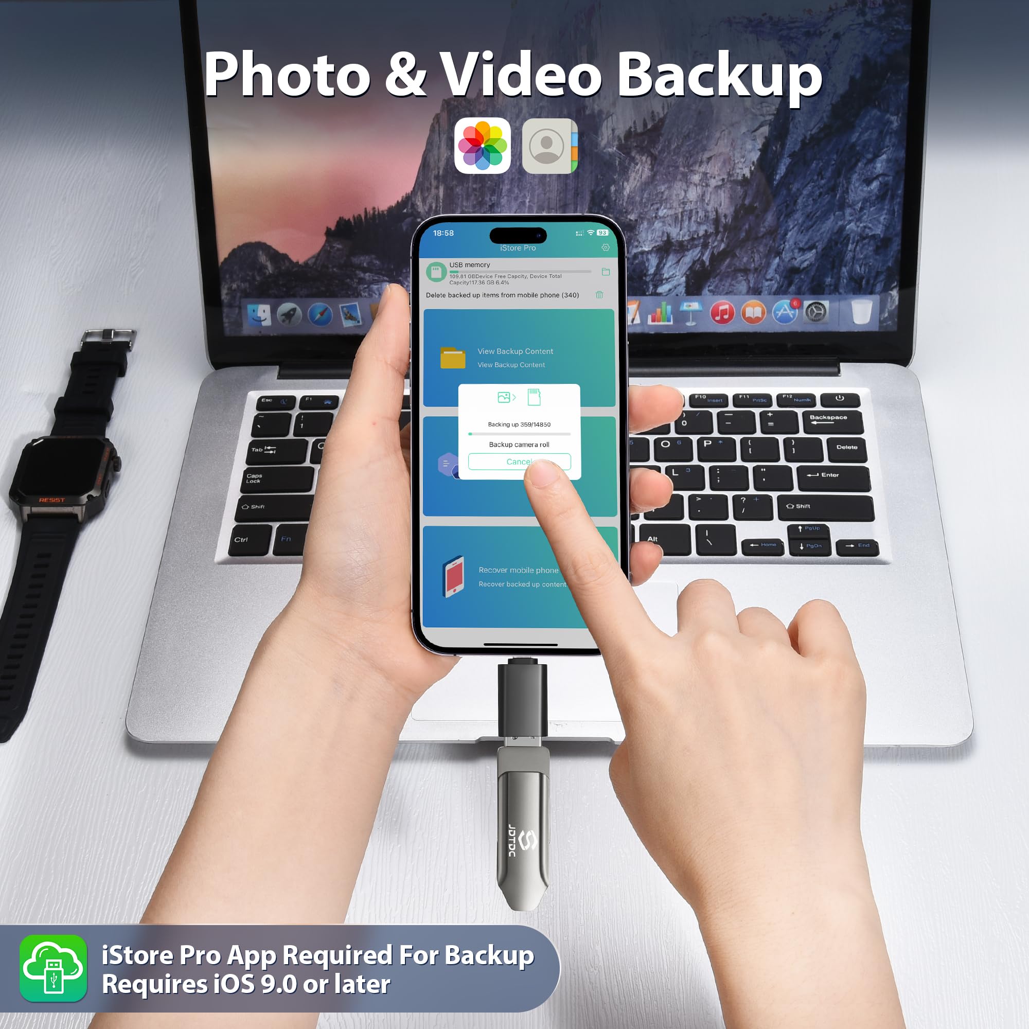 Jsl Jdtdc 128Gb 3 In 1 Photo Backup Stick For Iphone/Ipad/Android/Pc, Photo & Video Backup Storage Iphone Backup Flash Drive Pho
