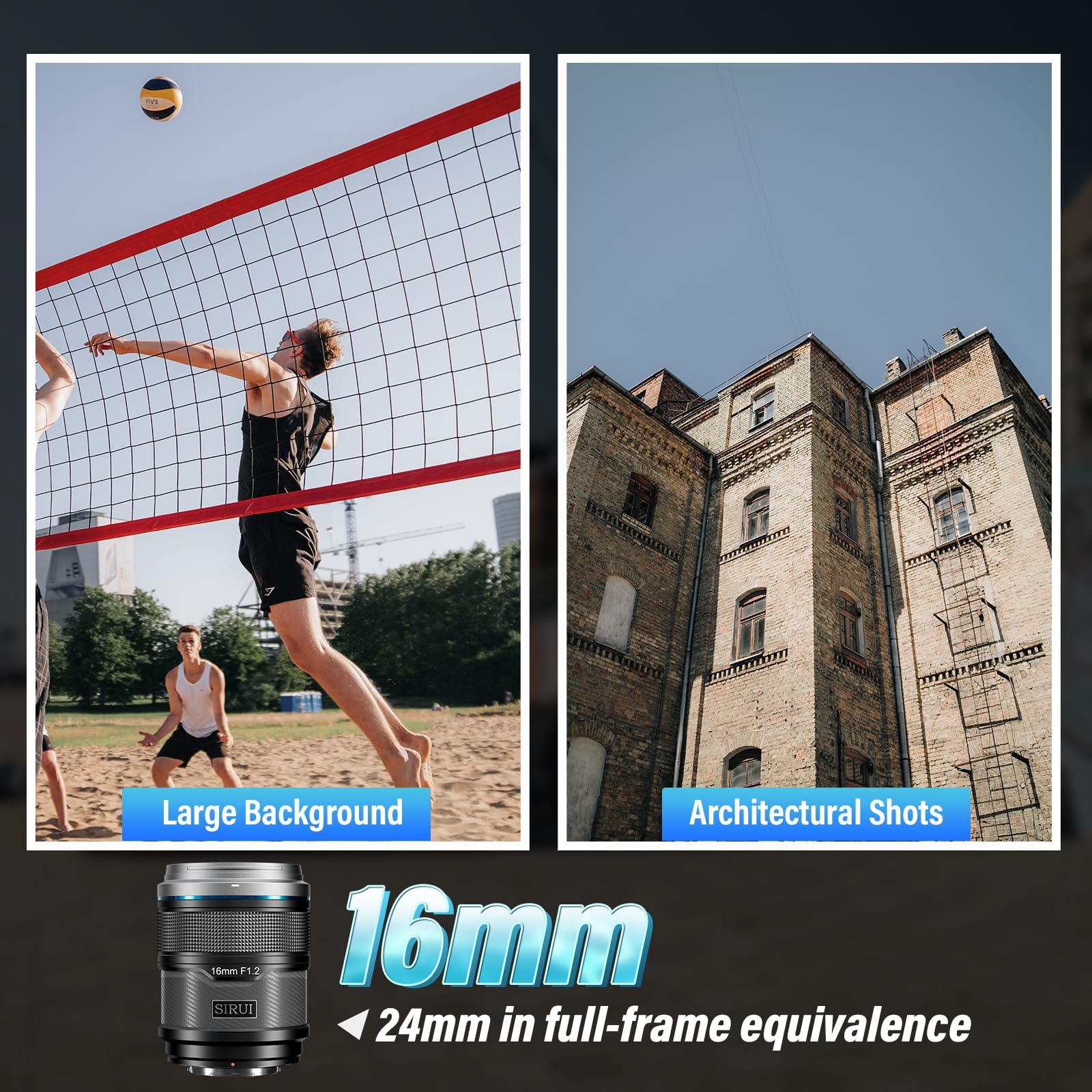 Sirui Sniper 16Mm Autofocus Lens, F1.2 Wide Angle Aps C Camera Lens For A5, A6, Fx30, Zv E10 (E Mount, Black)