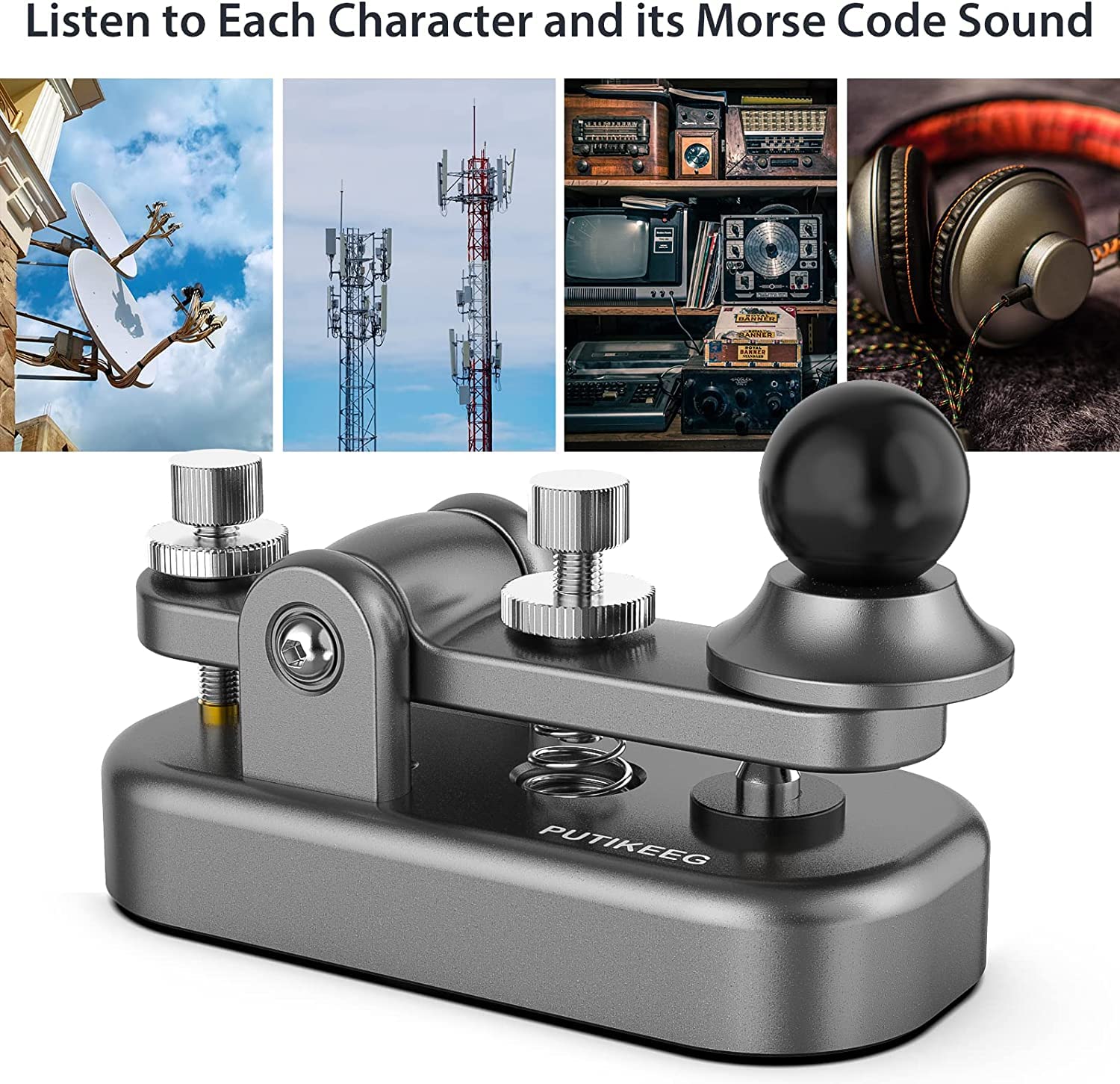 Mini Morse Radio Key Cw Ham Send Telegram Double Paddle Morse Code Key With Aluminum Alloy Body Base Grey(S)