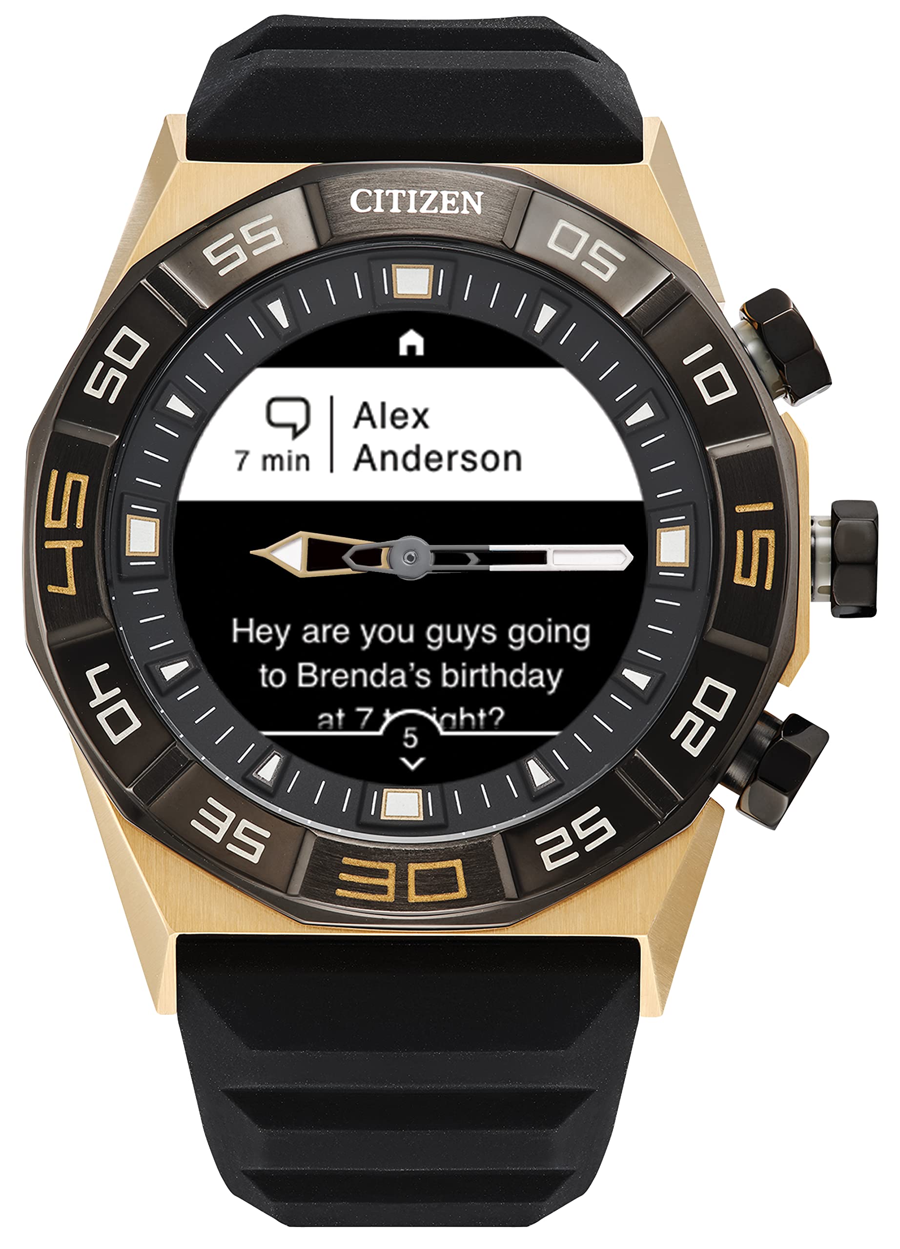Citizen Cz Smart Pq2 Hybrid Smartwatch With Youq Wellness App Featuring Ibm Watson Ai And Nasa Research, Black And White Customi