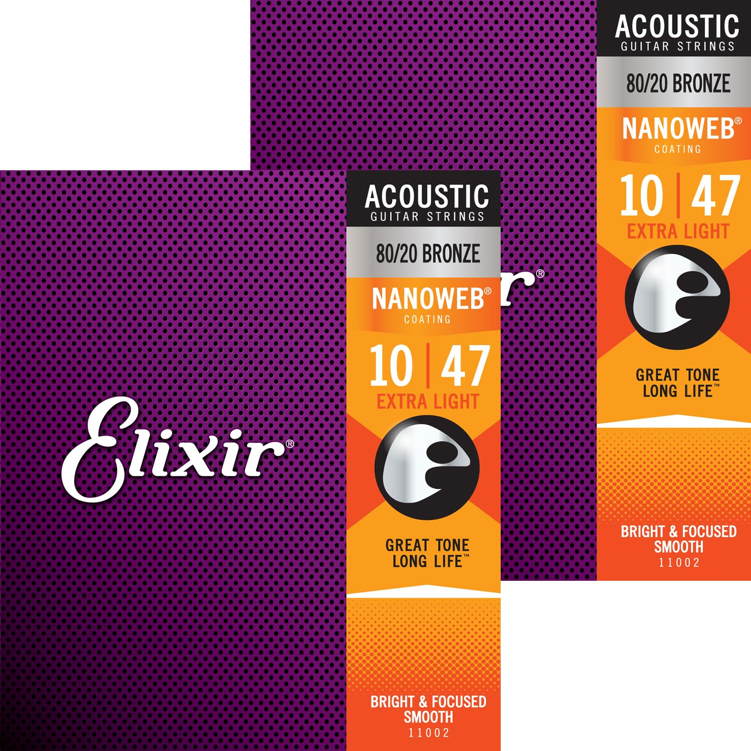 Elixir Nanoweb Extra Light Acoustic Guitar Strings 2 Pack