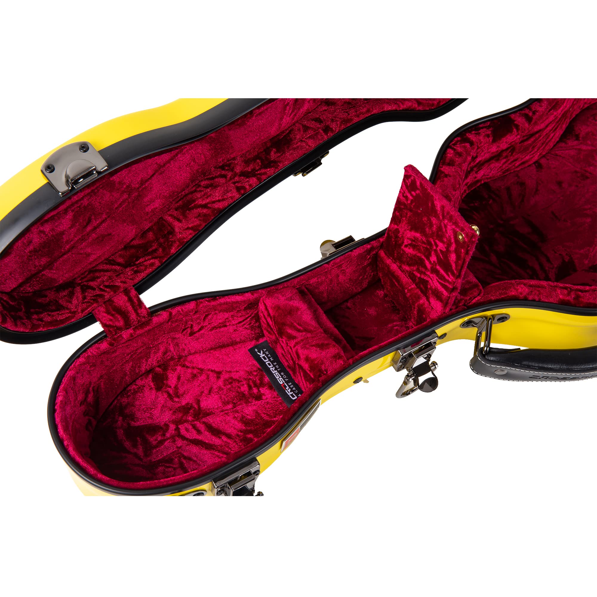 Crossrock Hardshell Fiberglass Concert Ukulele Case, Thick Padded, 4 Latches, Glossy Finish In Yellow