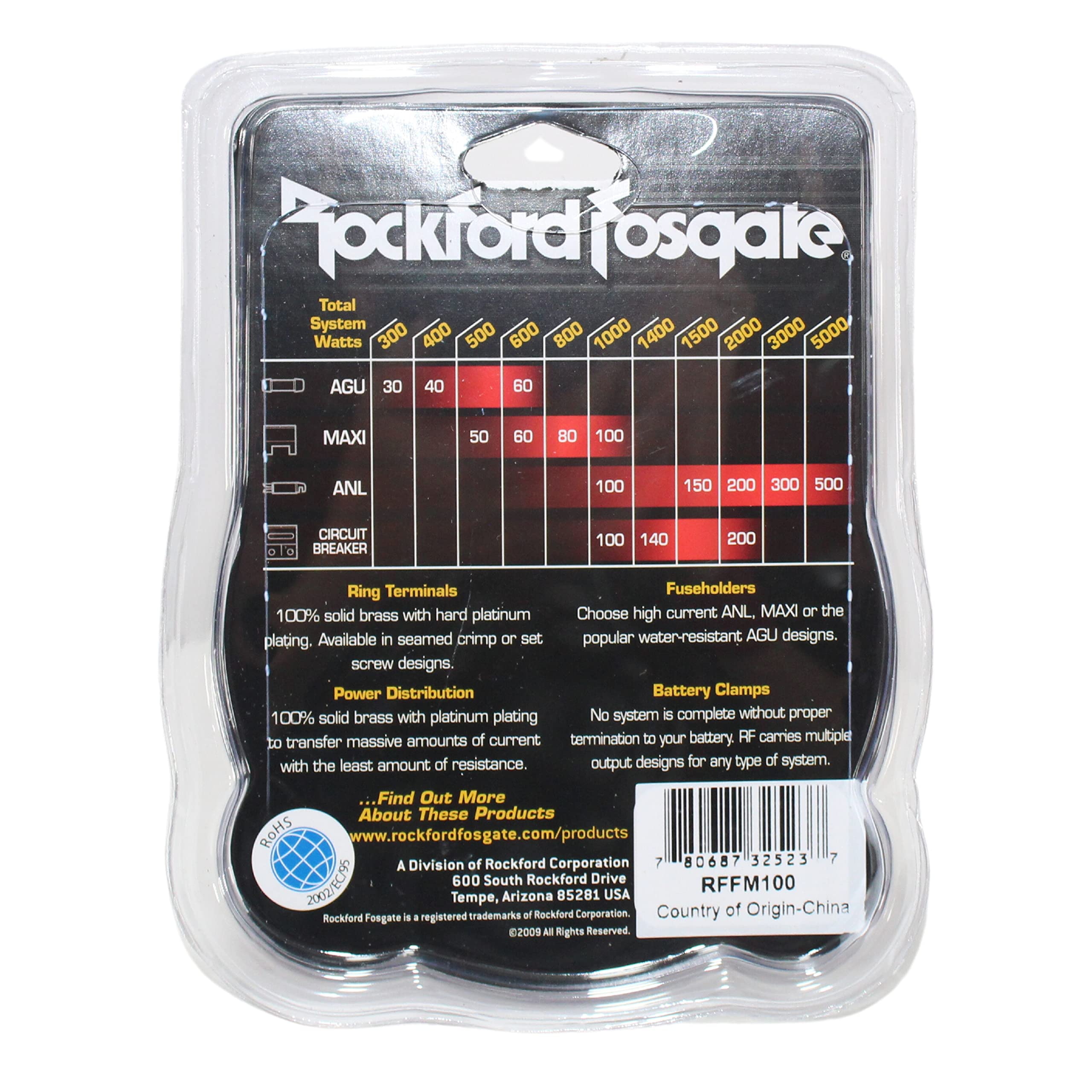 Rockford Fosgate Single In Line Agu Fuse Holder For 4 Awg Or 8 Awg Wire
