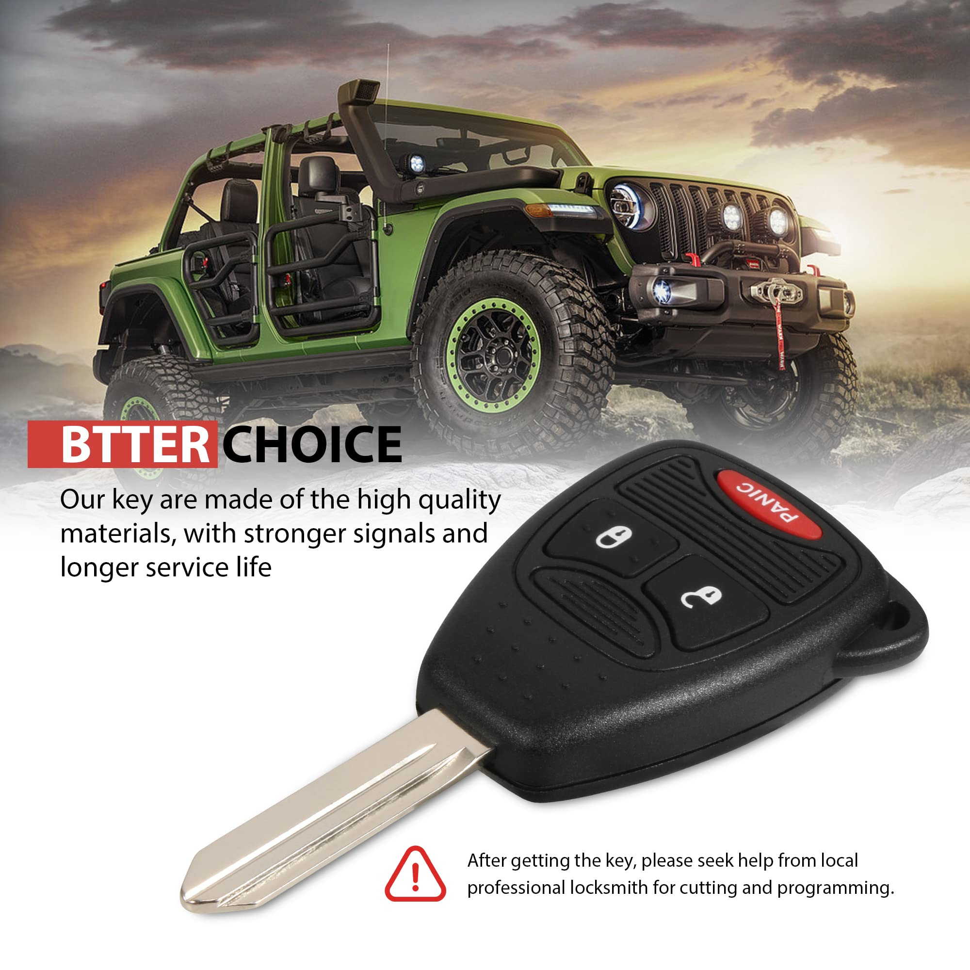 Vofono 3 Btn Car Key Fob Replacement Keyless Entry Remote Fit For Chrysler, Dodge, Jeep| Fit For