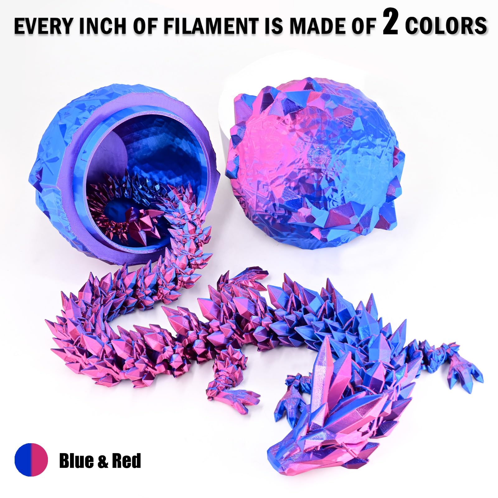 Ovv3D Pla Filament 1.75Mm, Silk Pla Dual Color 3D Printer Filament, Blue Red Coextrusion Filament, Color Change Every Inch Filam