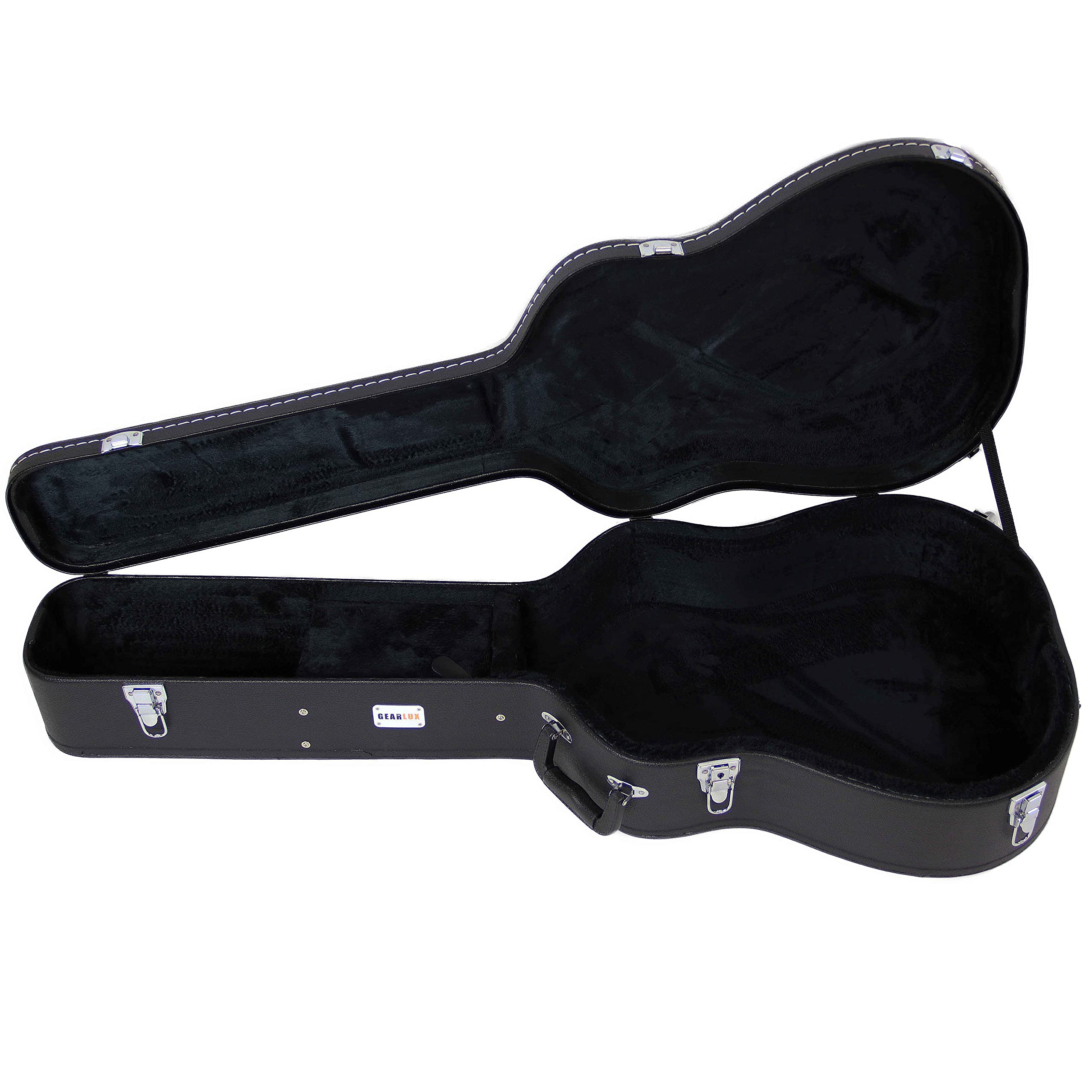 Gearlux Dreadnought Acoustic Guitar Hardshell Case With Accessory Compartment   Black