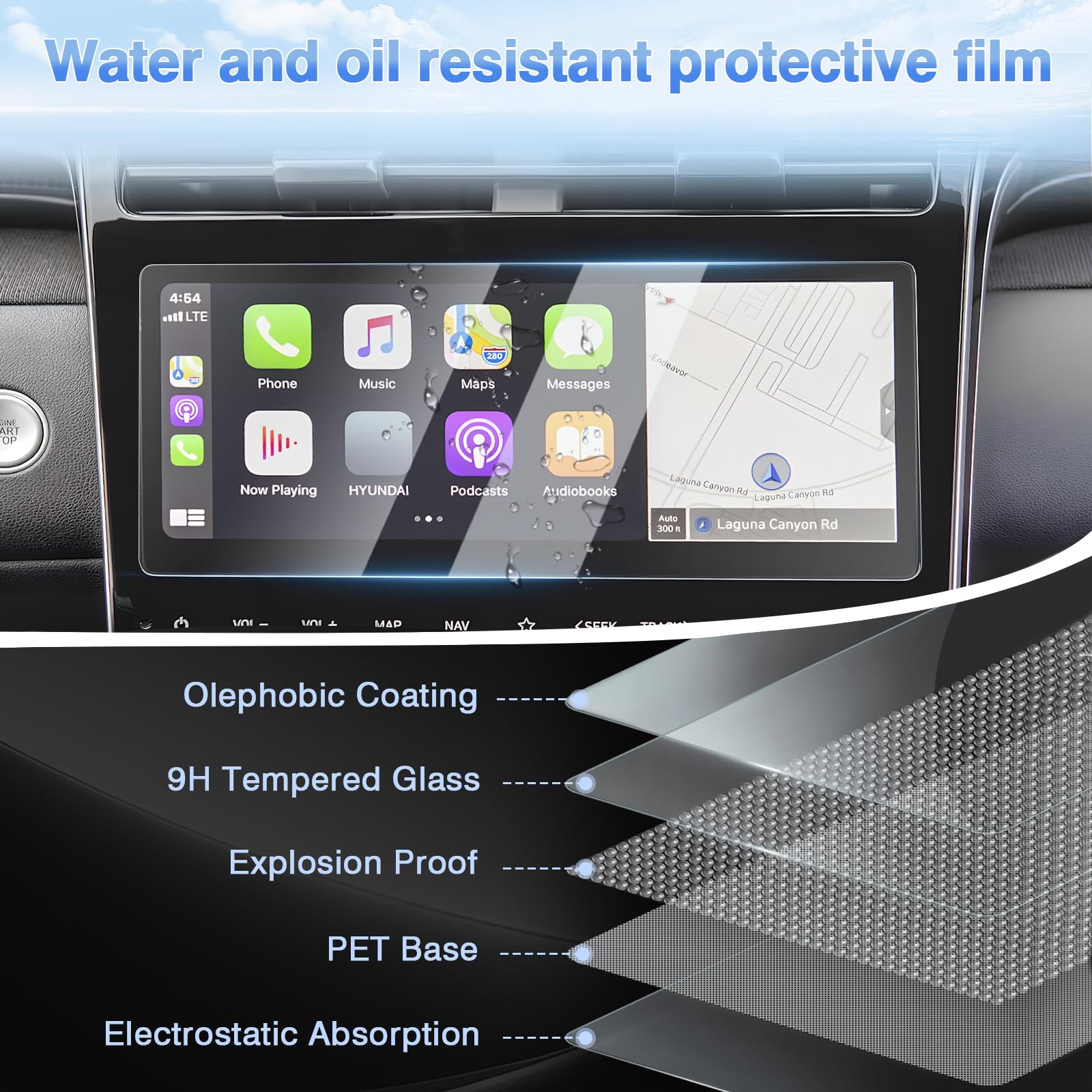 Sunsdrew 2Pcs Tucson Screen Protector For 2022 2024 Hyundai Tucson(Nx4/Se/Sel/Xrt/N Line/Limited)/Santa Cruz 10.25 Inch Touchscreen Protector,9H Tempered Glass Anti Glare Tucson Hybrid Accessories