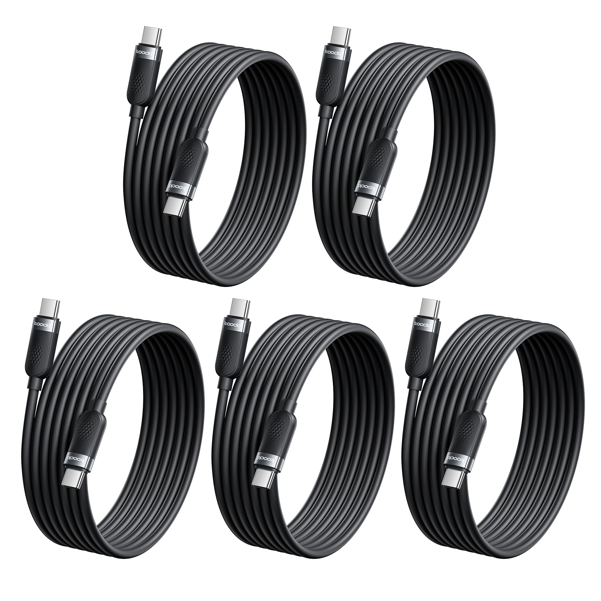 60W Usb C To Usb C Cable 5 Pack [3.3/3.3/6.6/6.6/10Ft] Type C Fast Charging Cable Silicone Cords For Iphone 16 15 Pro Max, Ipad