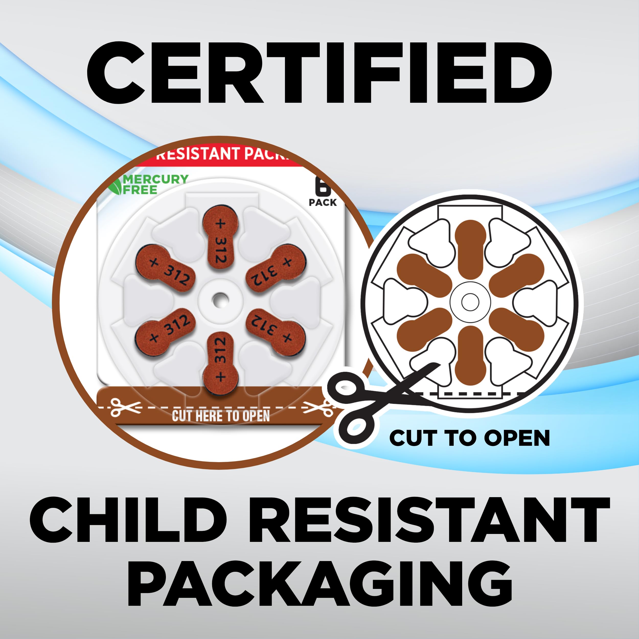 Powermax Size 312 Hearing Aid Batteries, 180 Count Long Lasting Battery Pack, Brown Long Tab For Easy Change