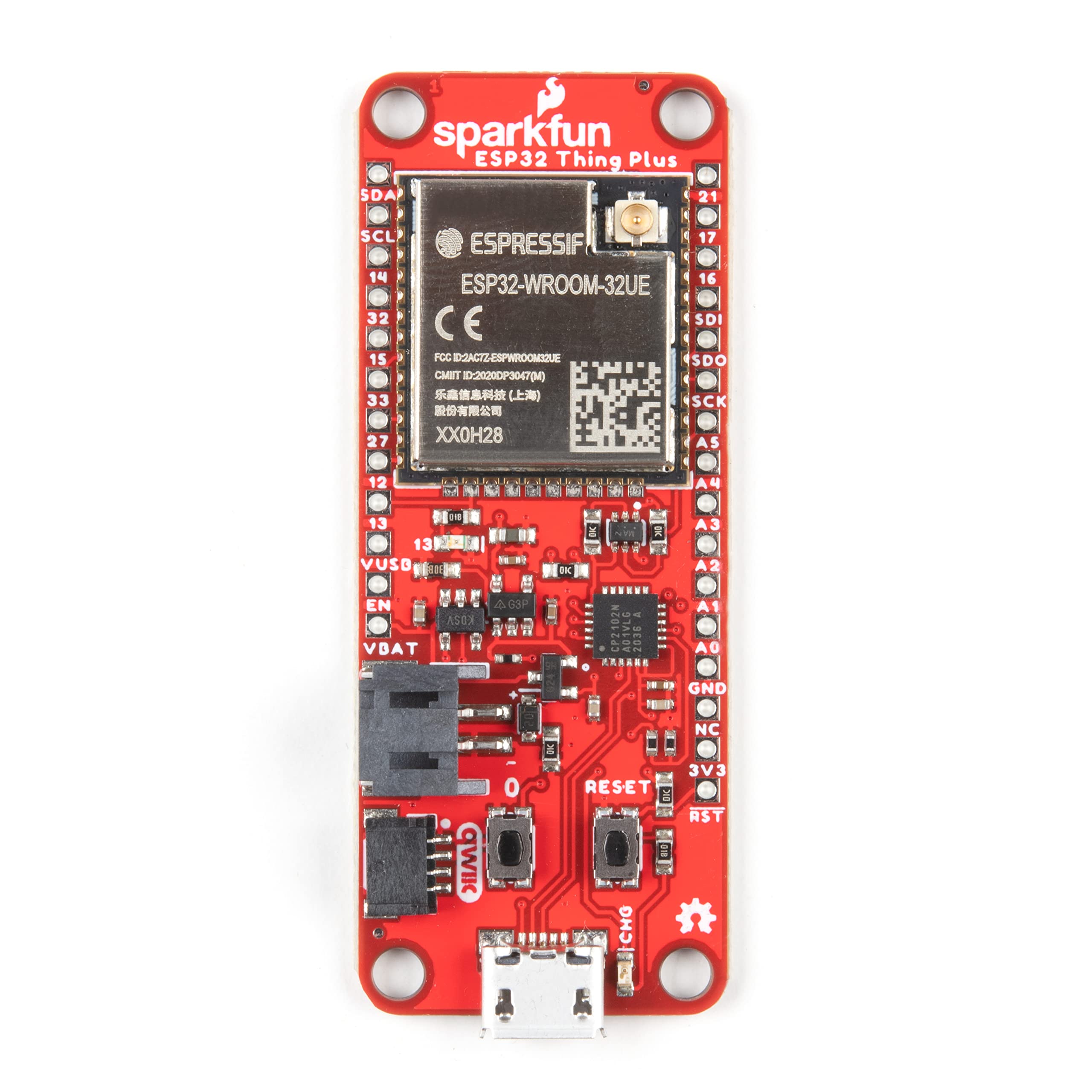 Sparkfun Thing Plus   Esp32 Wroom (U.Fl)   Esp32 D0Wdq6 Chip   16Mb Flash Memory   520Kb Internal Sram   Integrated 802.11 Bgn W