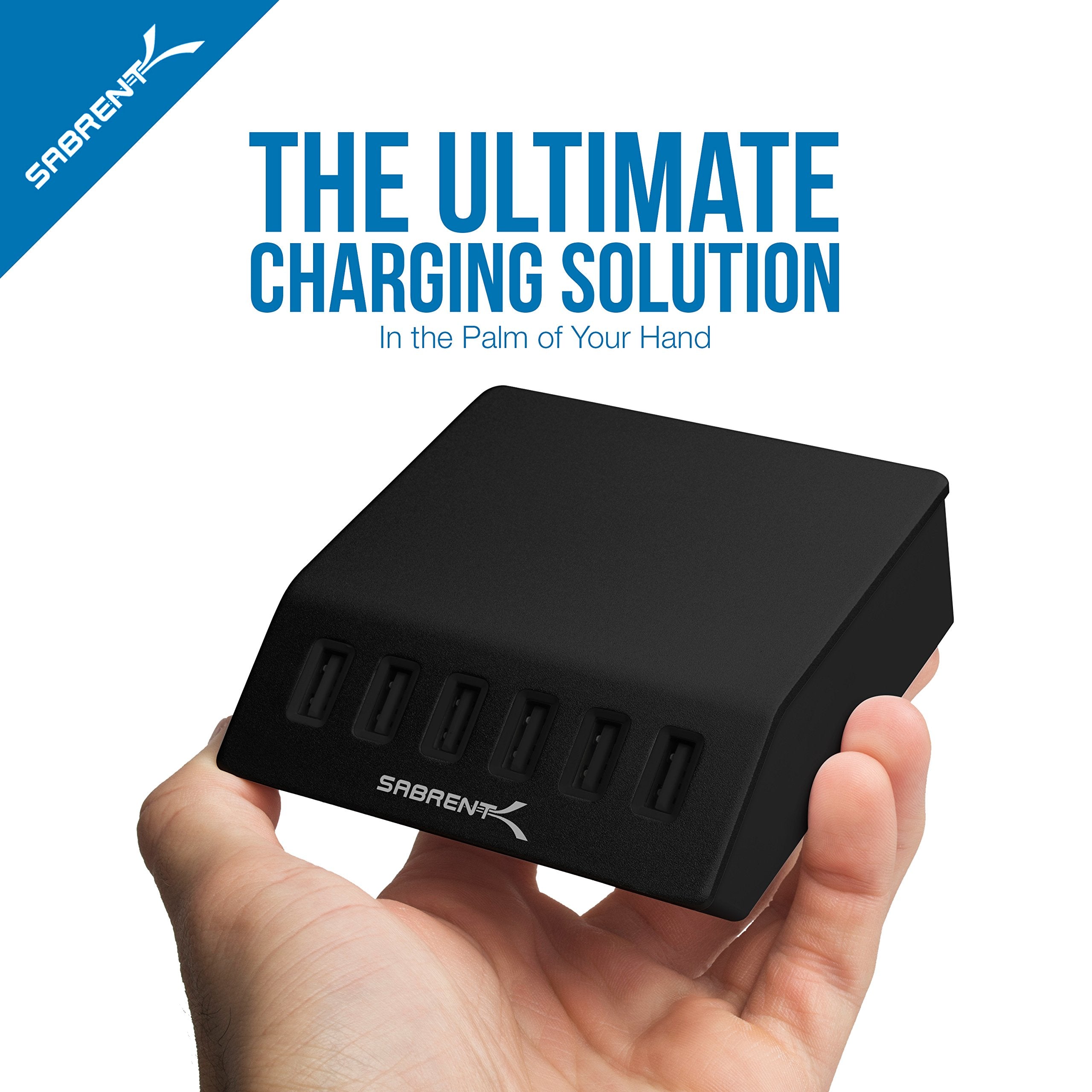 Sabrent Premium 60 Watt (12 Amp) 6 Port Aluminum Family Sized Desktop Usb Rapid Charger.[Ul Certified ] Smart Usb Charger With A