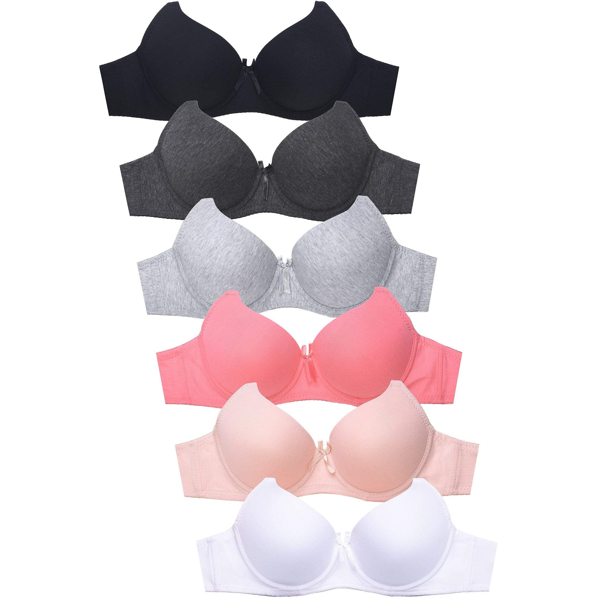 Womens Basic Plain Bras (Packs Of 6)   Various Styles (4450, 34B)