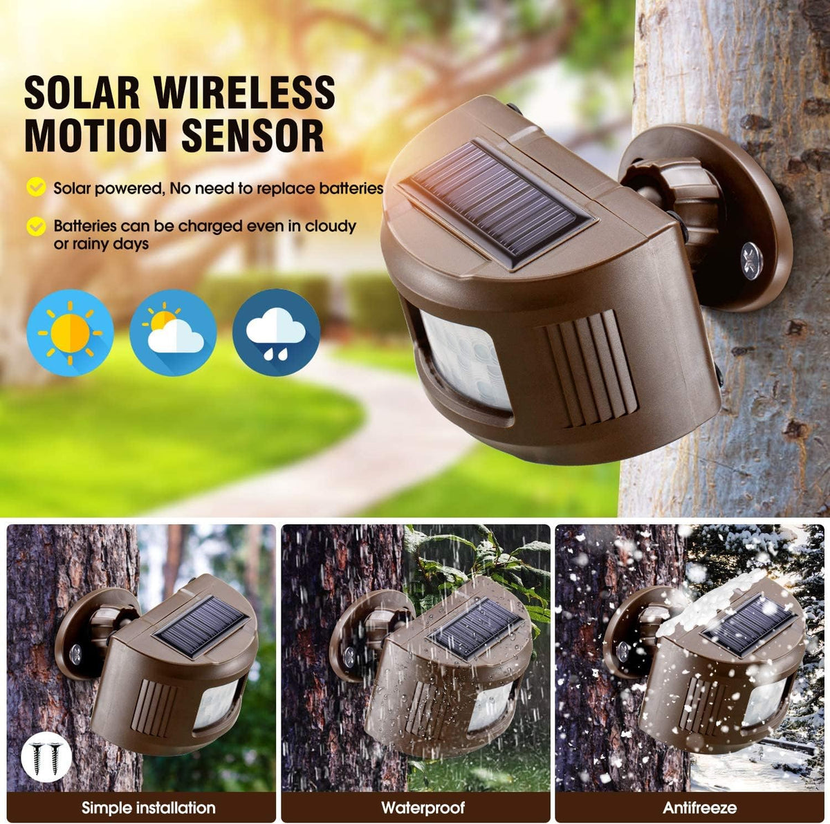 Weatherproof Sensor Solar Driveway Alarm Wireless Sensor System & Driveway Sensor Alert Sy ...