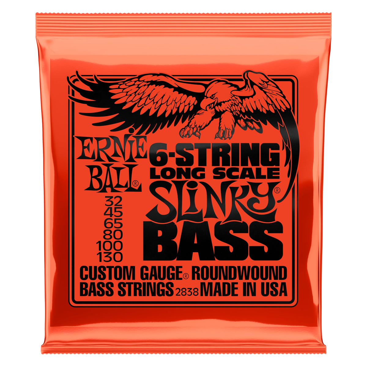 Ernie Ball 6 String Long Scale Slinky Nickel Wound Bass Guitar Strings, 32 130 Gauge (P02838)