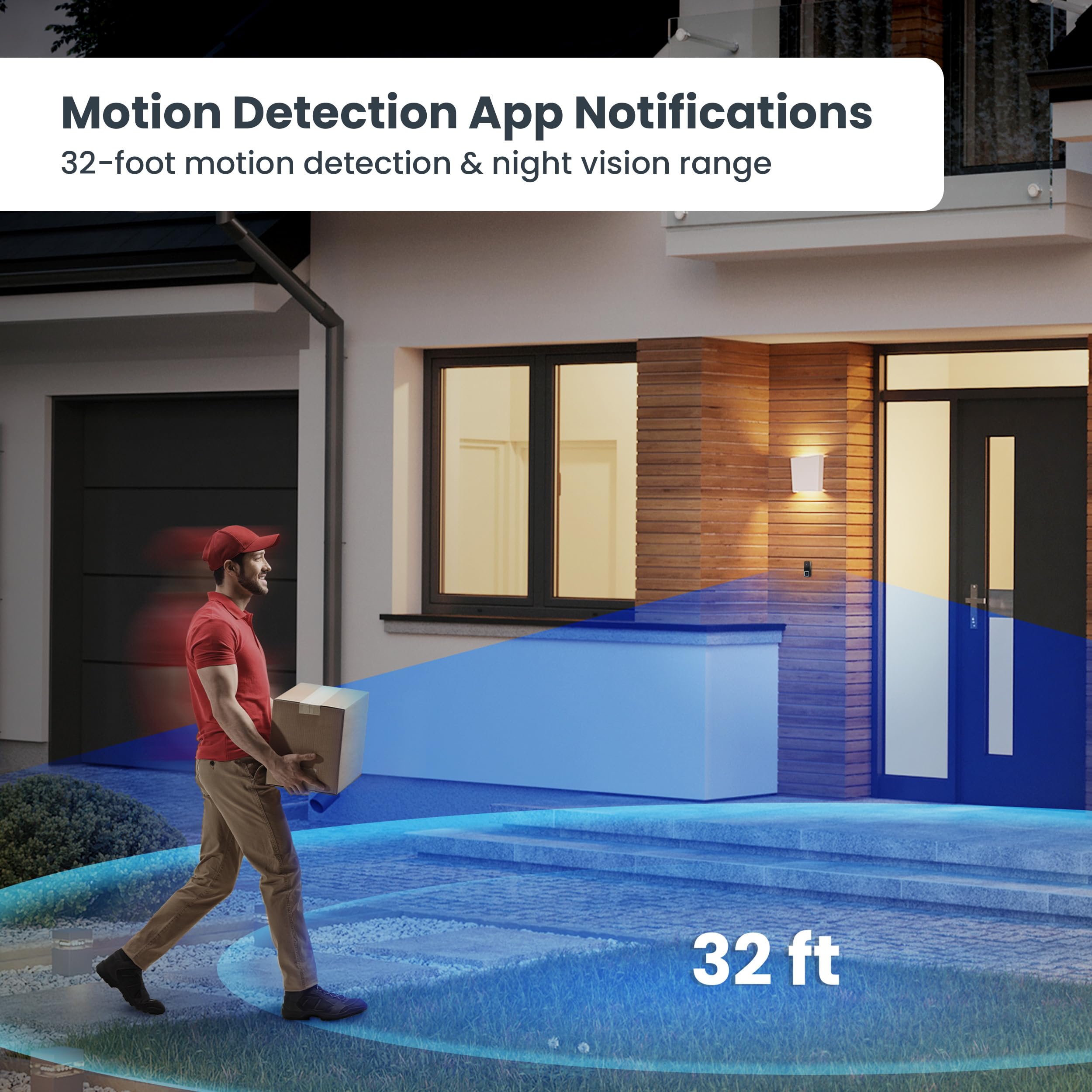 Feit Electric Smart Doorbell Camera, Wired 2K Hd Video, Night Vision, Motion Detection, Two Way Audio, Alexa/Google Assistant Co