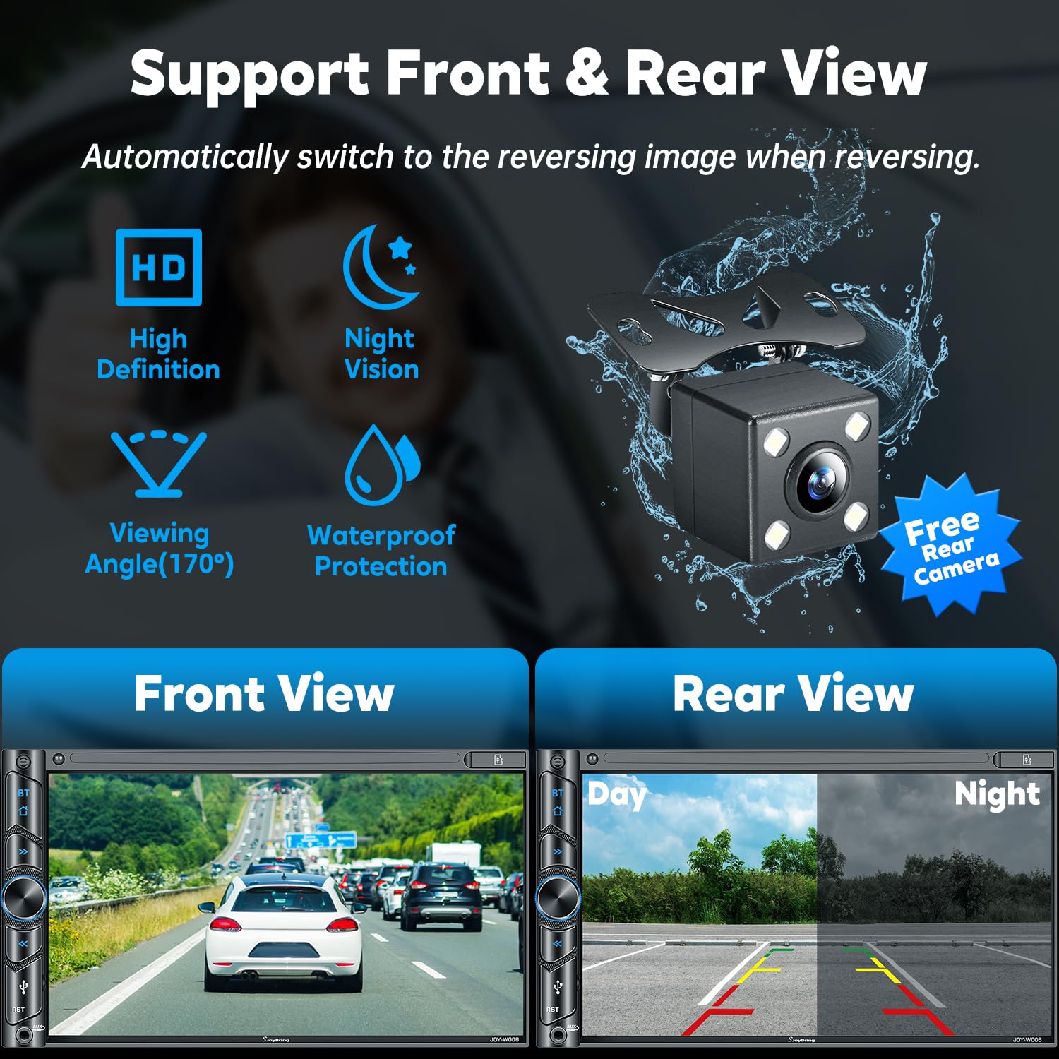 Upgrade Wireless Double Din Car Stereo With Carplay, Android Auto, Bluetooth, 4 Channel Rca, High Power, 2 Subwoofer Ports, 7''