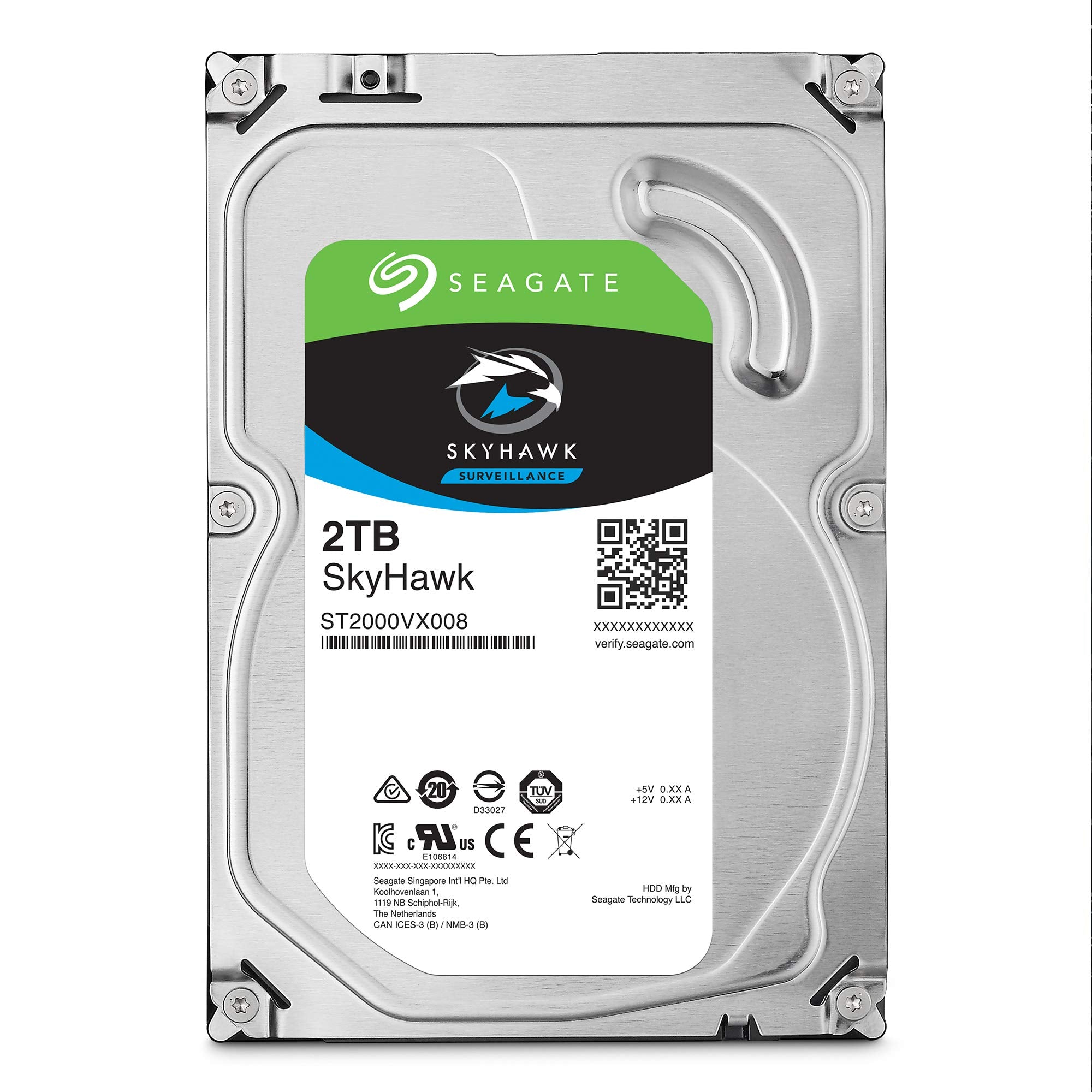 SEAGATE ST2000VXZ08 Skyhawk 2TB Surveillance Hard SATA 6Gb/s 64MB Cache 3.5' Internal Drive Frustration Free Packaging (ST2000VX008),Mechanical Hard Disk