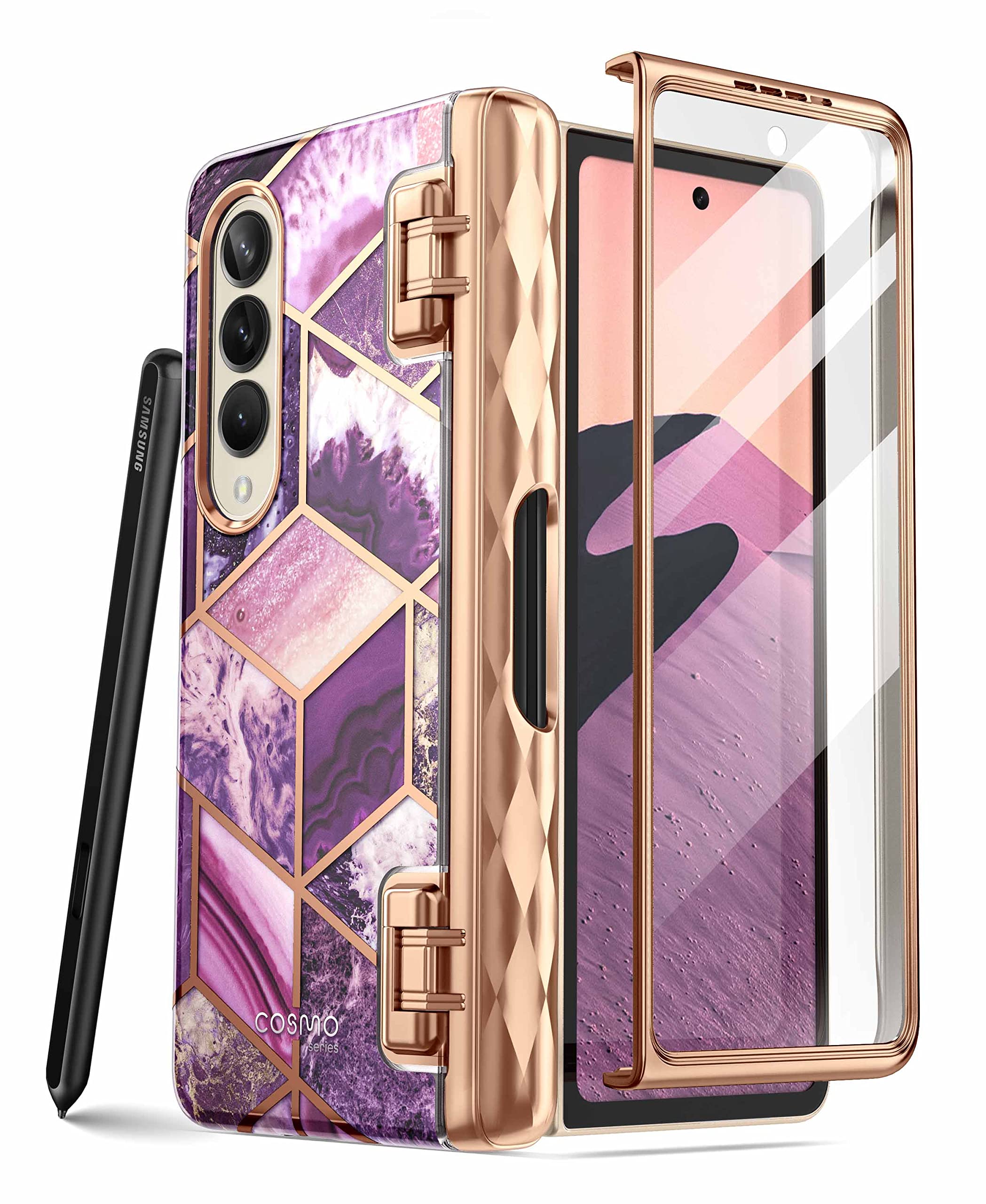 I Blason Cosmo Series For Samsung Galaxy Z Fold 4 Case With Pen Holder (2022), Stylish Protective Bumper Fold 4 Case With Built 