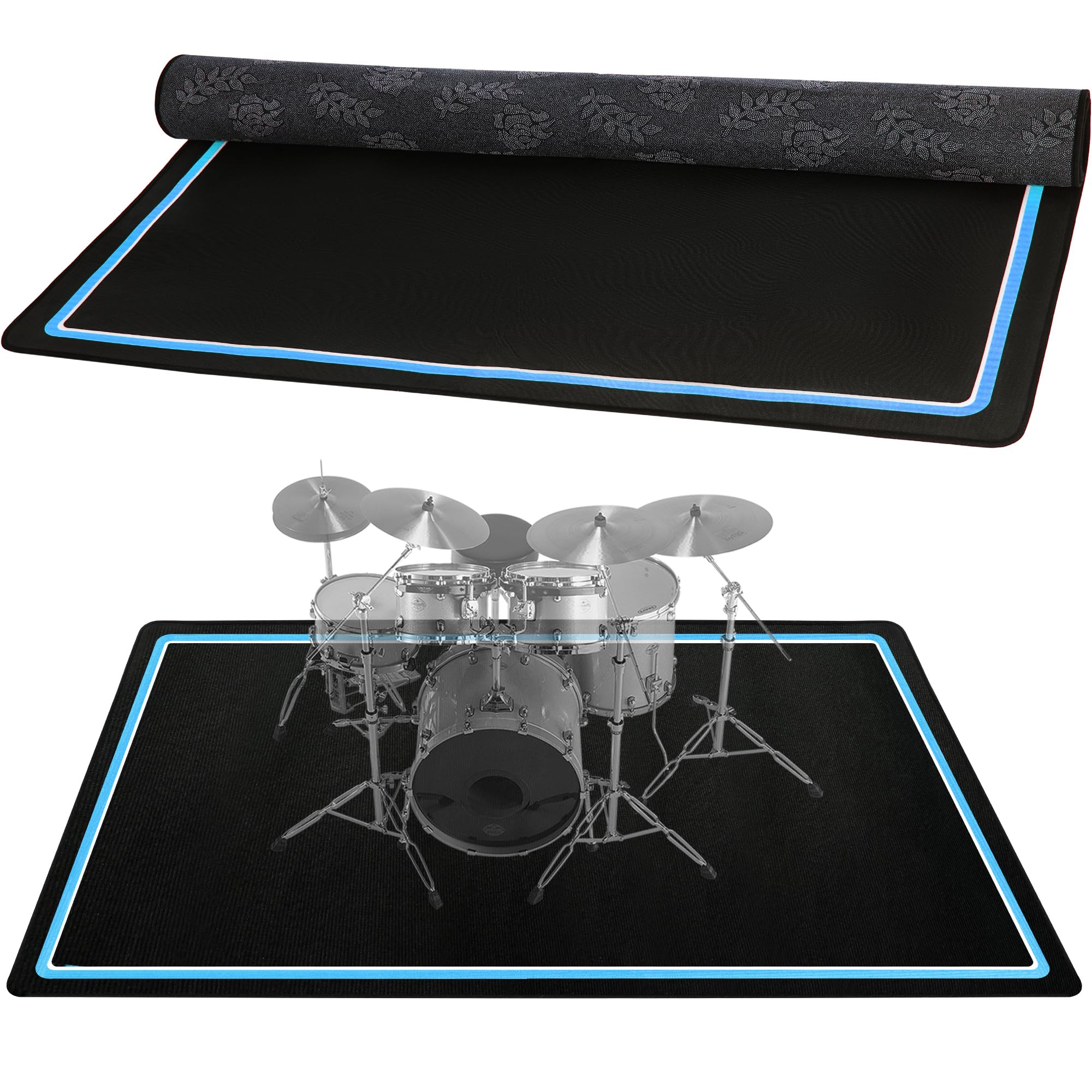 TORIBIO Drum Rug, 4 x 6 Ft Drum Mat with Non-Slip Grip Bottom, Soundproof Drum Floor Pad for Electrical Drum, Ideal Present for 