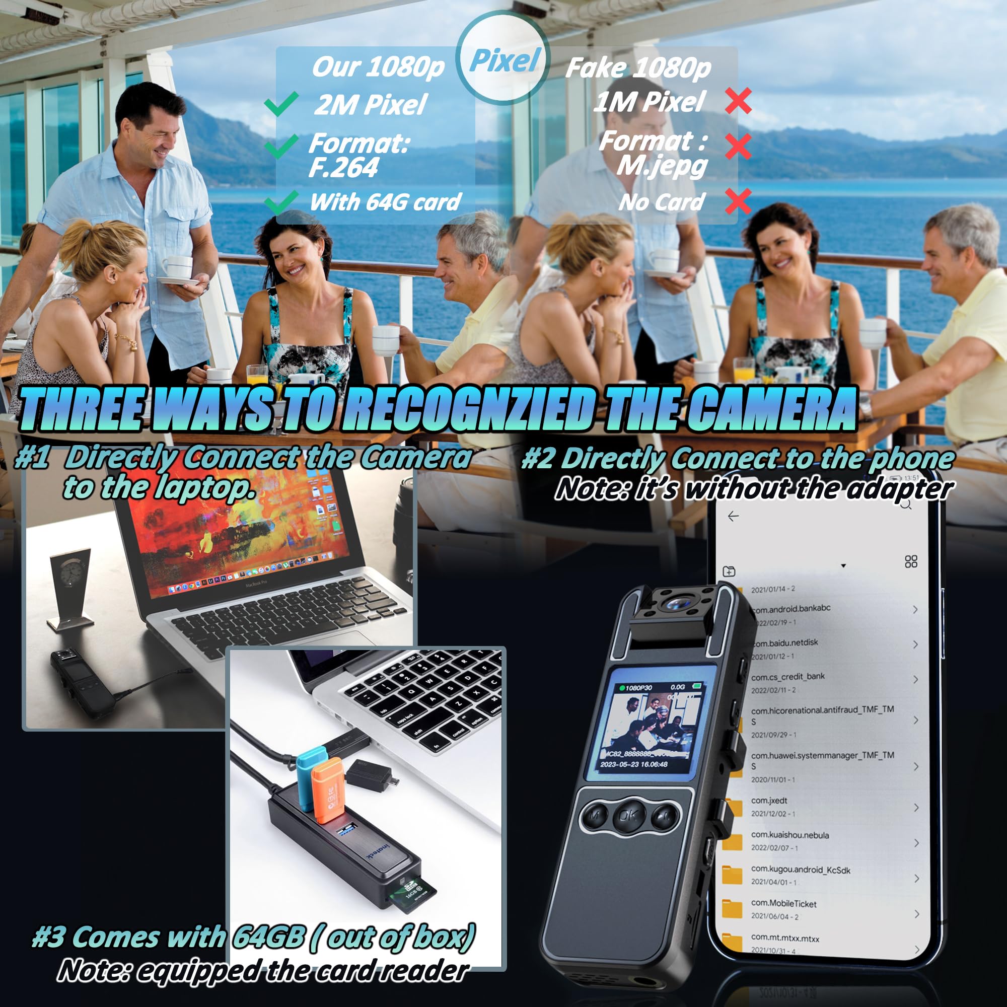 Ksadbossbo Body Camera With Audio And Video Recording, Hd 1080P Body Cam With 180 Rotating Lens, 6Hr Battery, Night Vision, Body