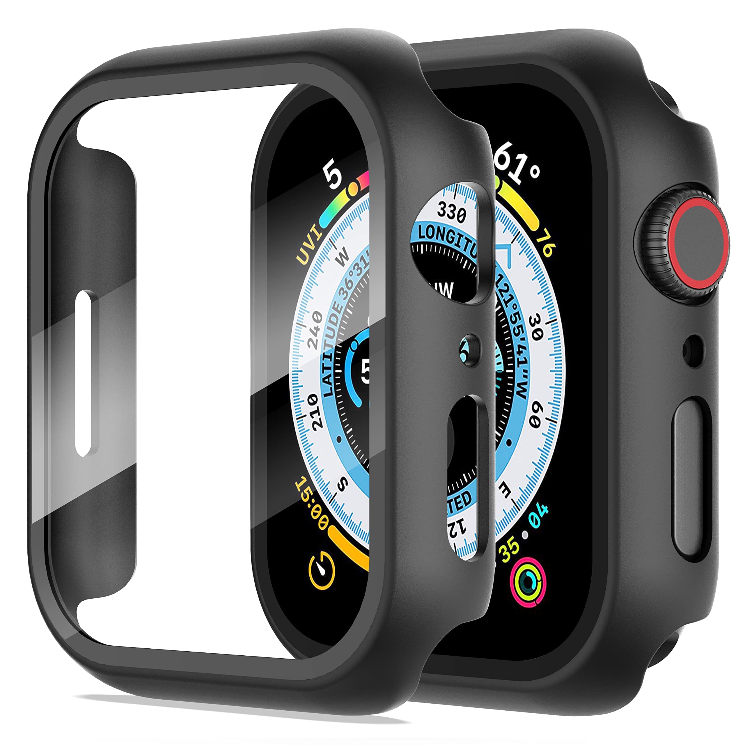 Diruite Suoman 2 Pack Case For Apple Watch Series 8/7/6/5/4/Series Se/Se 2 40Mm,Ultra Thin Tempered Glass All Around Screen Prot