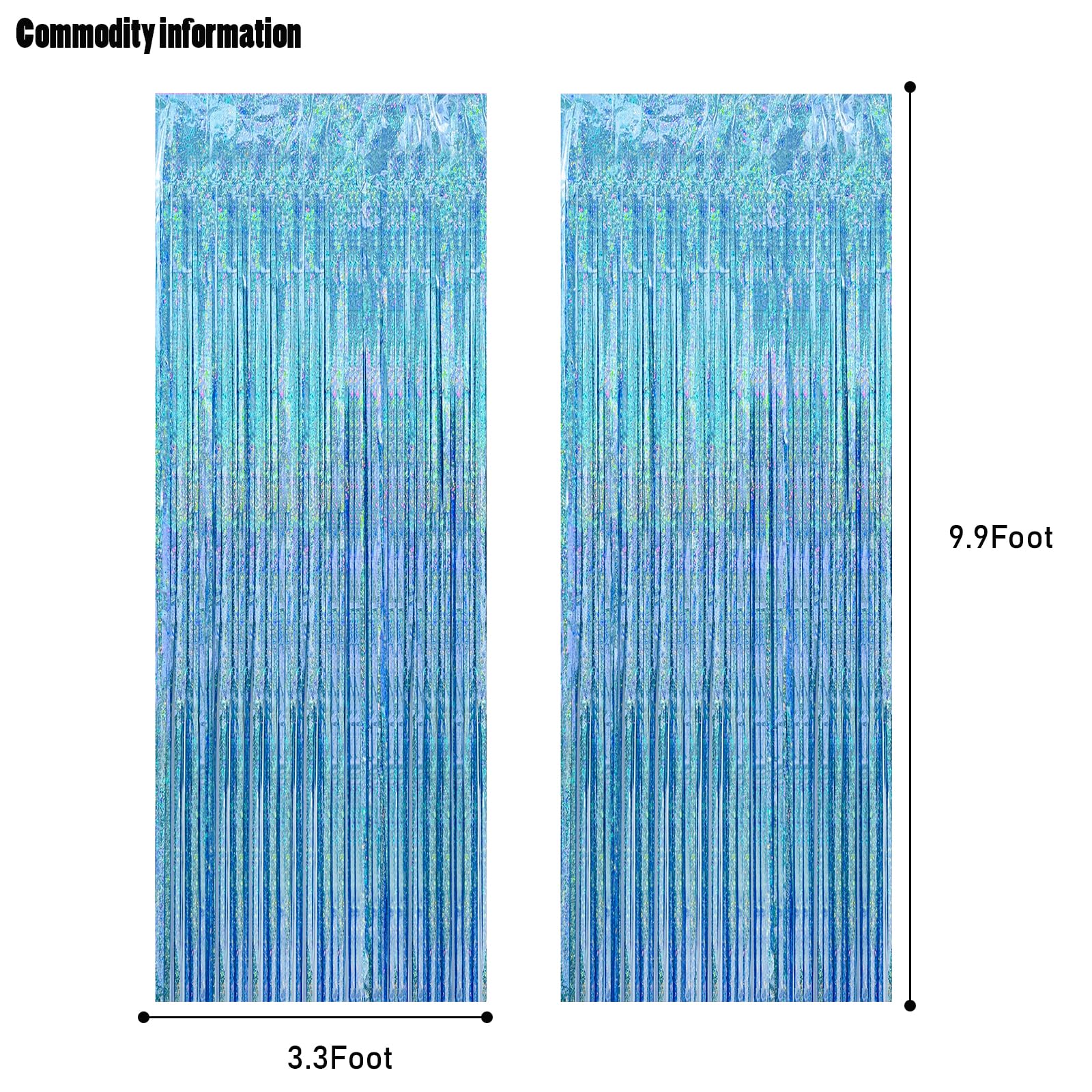 Canrevel 2 Pack 3.3X8.2 Feet Light Blue Foil Fringe Backdrop Curtains, Glitter Tinsel Streamers Birthday Party Decorations, Frin