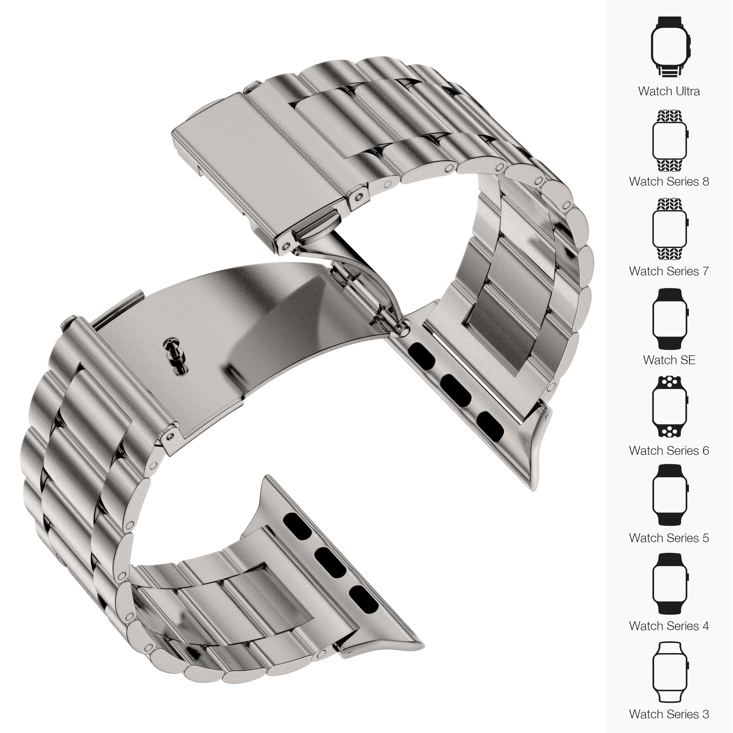 Epuly Metal Band Compatible With Apple Watch Bands For Men & Women 49Mm 46Mm 45Mm 44Mm 42Mm 41Mm 40Mm 38Mm, Business Stainless S