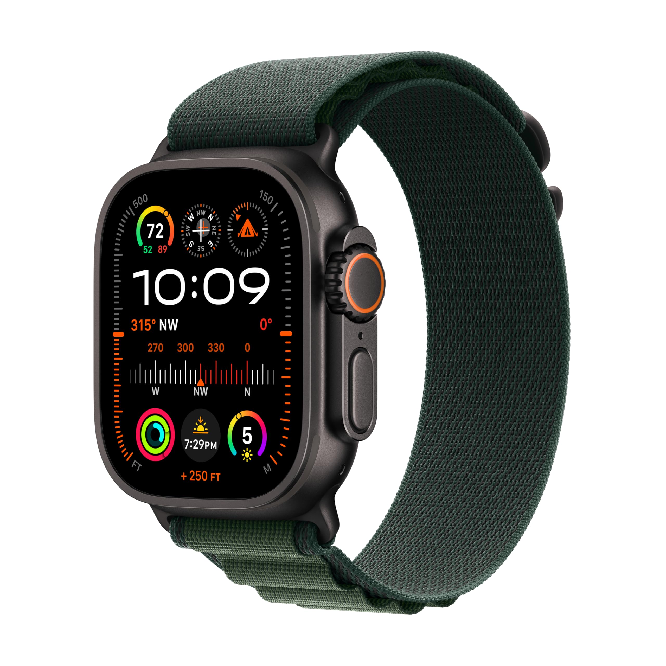 Apple Watch Ultra 2 [GPS + Cellular 49mm] Smartwatch, Sport Watch with Black Titanium Case with Dark Green Alpine Loop - L. Fitn
