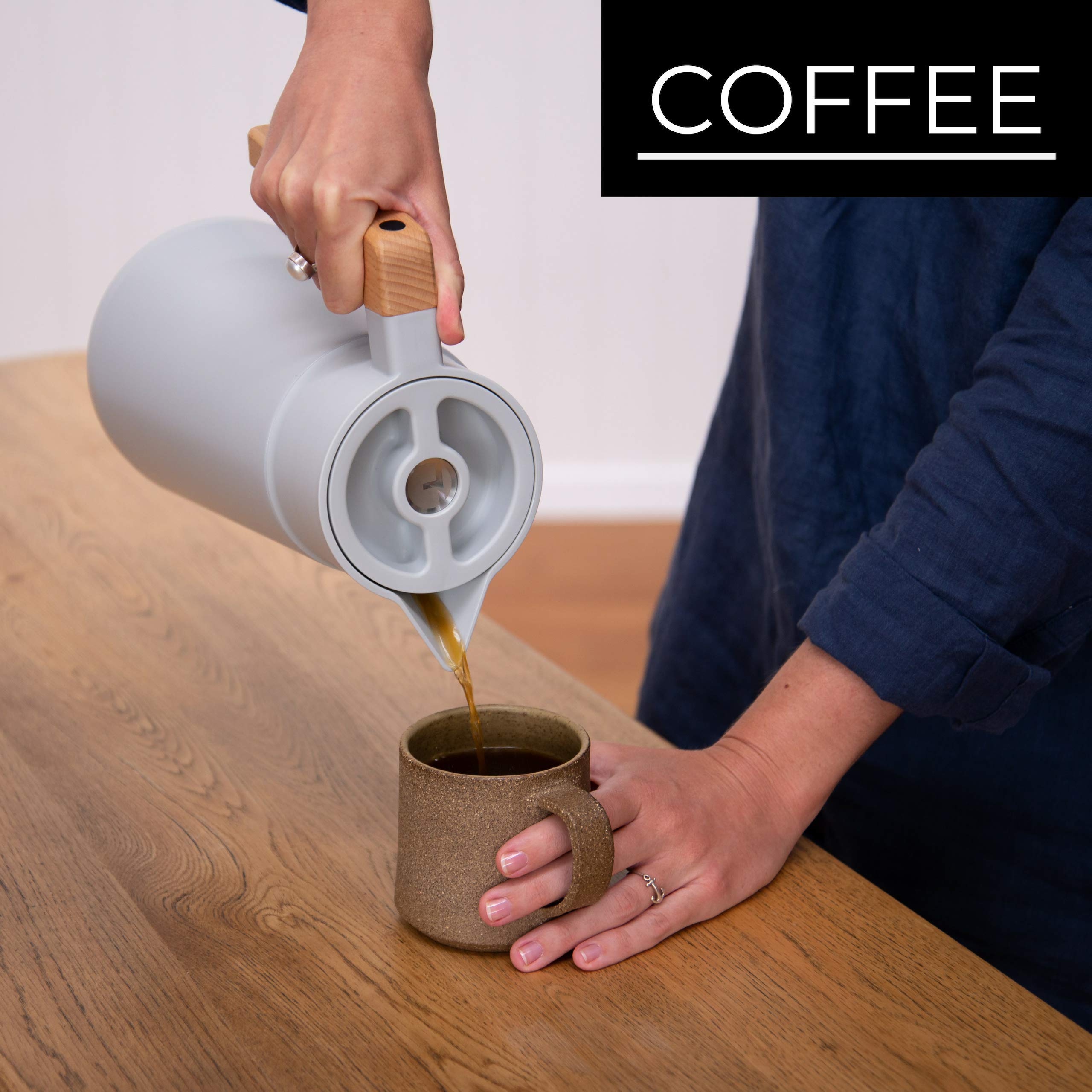 HASTINGS COLLECTIVE Thermal Coffee Carafe - 68 Oz Stainless Steel Insulated Beverage Dispenser, Gray, Model HCVENGRY