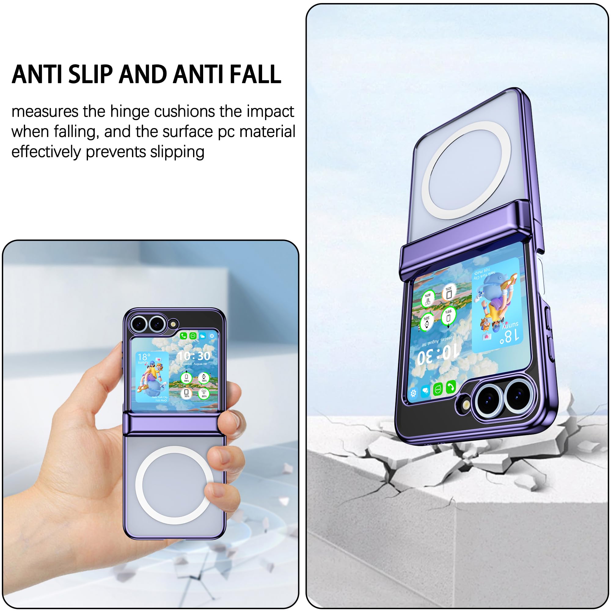 Dakorie Clear Case For Samsung Galaxy Z Flip 6 Case With Screen Protector Magsafe Shockproof Hinge Protection Phone Cover For Ga