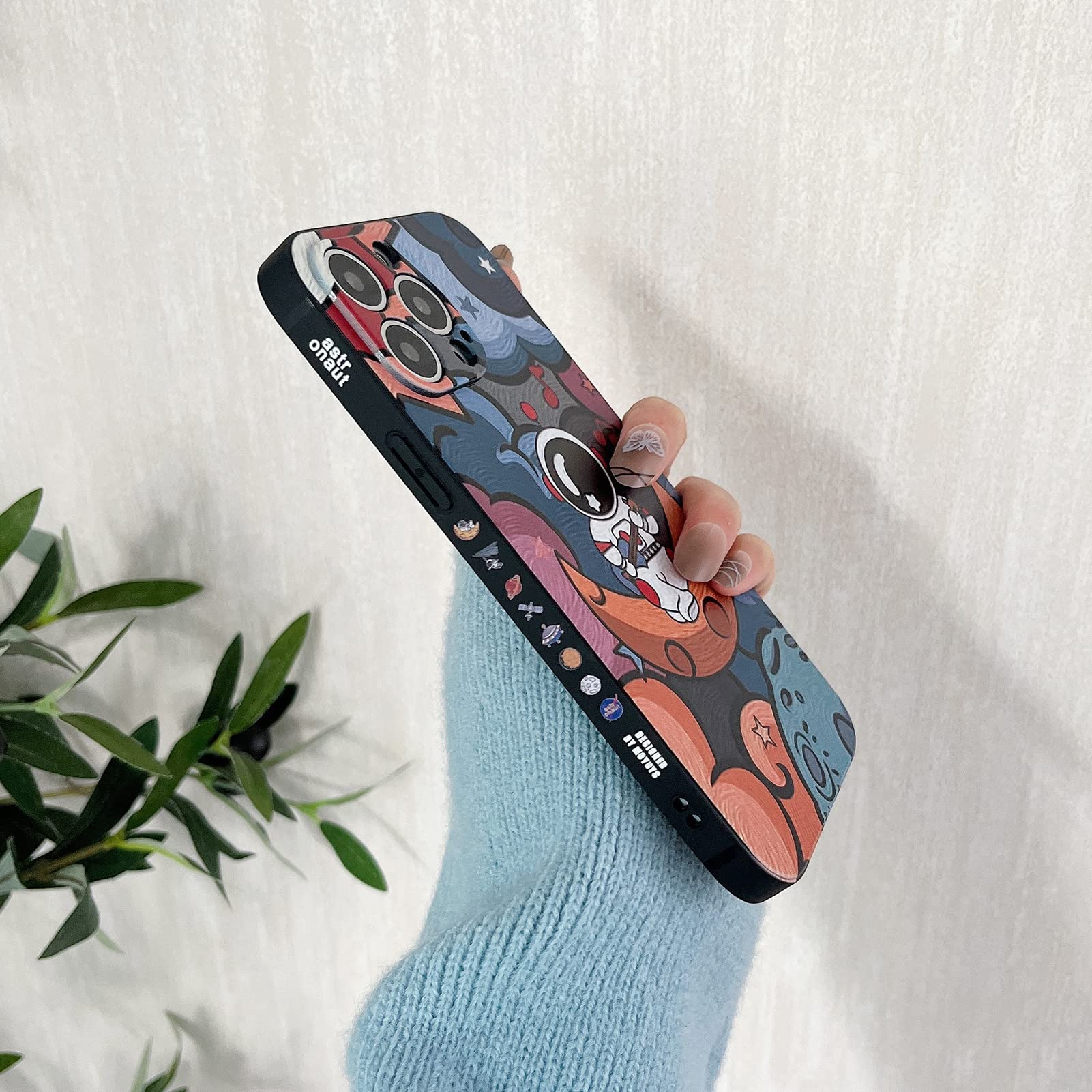 Yonds Queen Compatible With Iphone 12 Cute Case, Cool Cartoon Astronaut Moon Space Painting Design Stylish Soft Tpu Bumper Shock