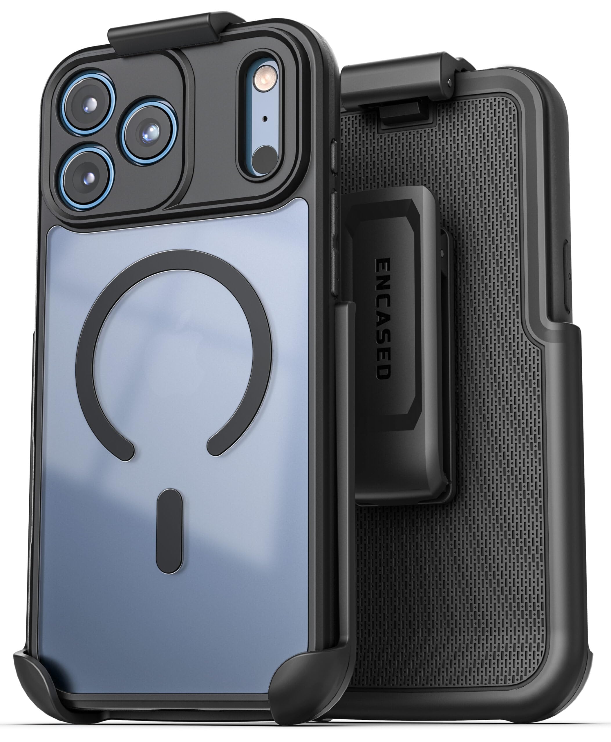 Encased for iPhone 17 Pro Max Phone Case with Belt Clip Holster, Compatible with MagSafe - Magnetic Hybrid Clear Cover with Full