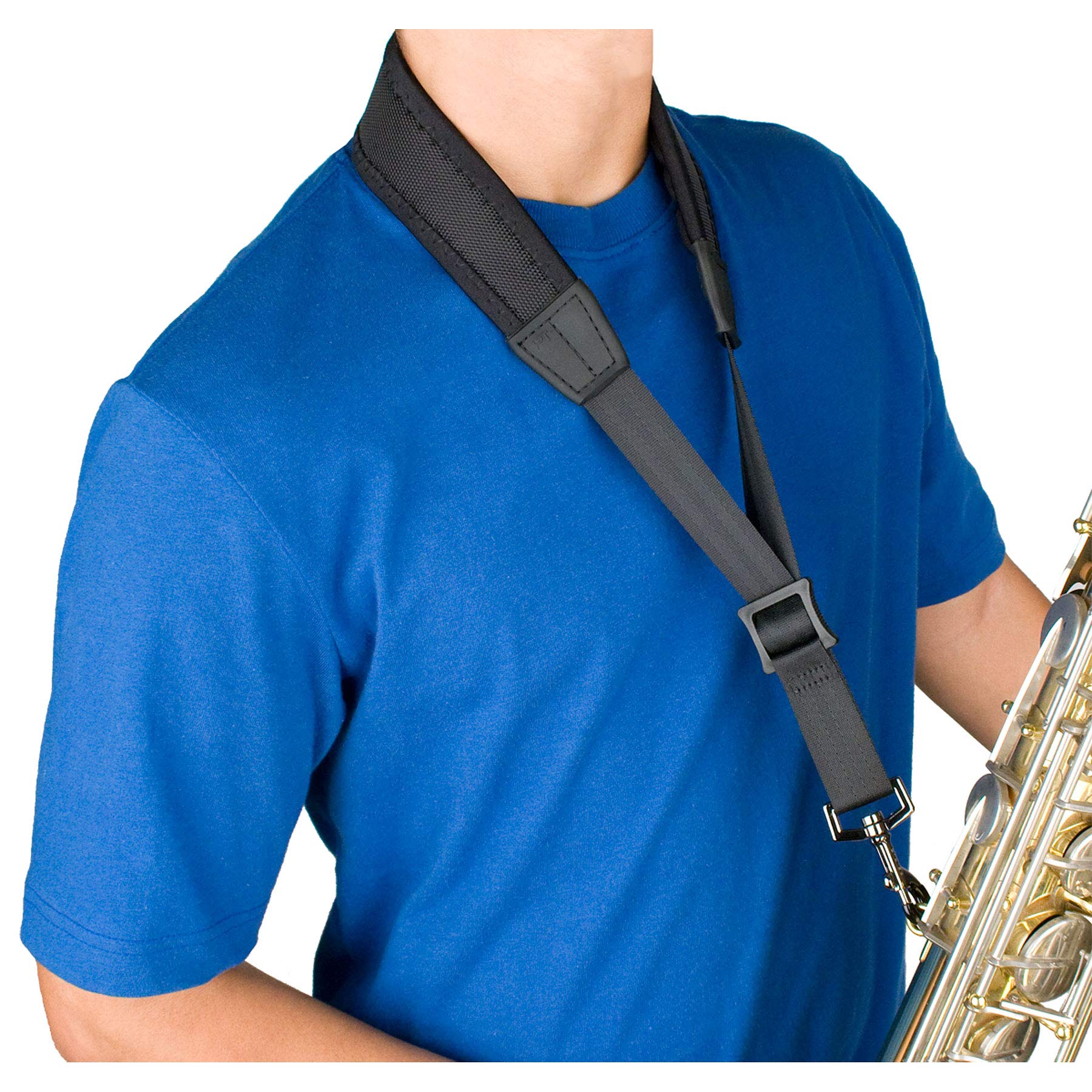 Pro Tec Protec NLS310M 22-Inch Ballistic Neoprene Less-Stress Saxophone Neck Strap with Coated Metal Hook Abdominal Support,Blac