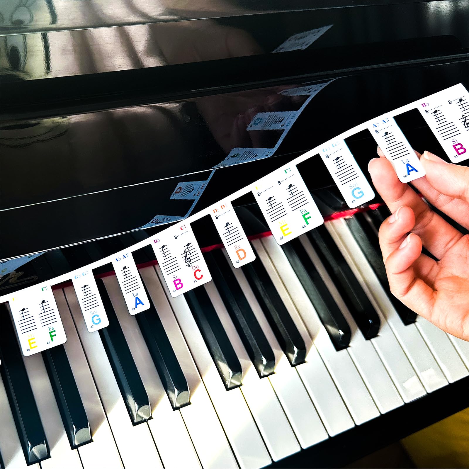 Removable Piano Keyboard Note Labels, Colorful Pvc Piano Notes Stickers Guide For Beginner, Reusable 88 Key Full Size Piano Key