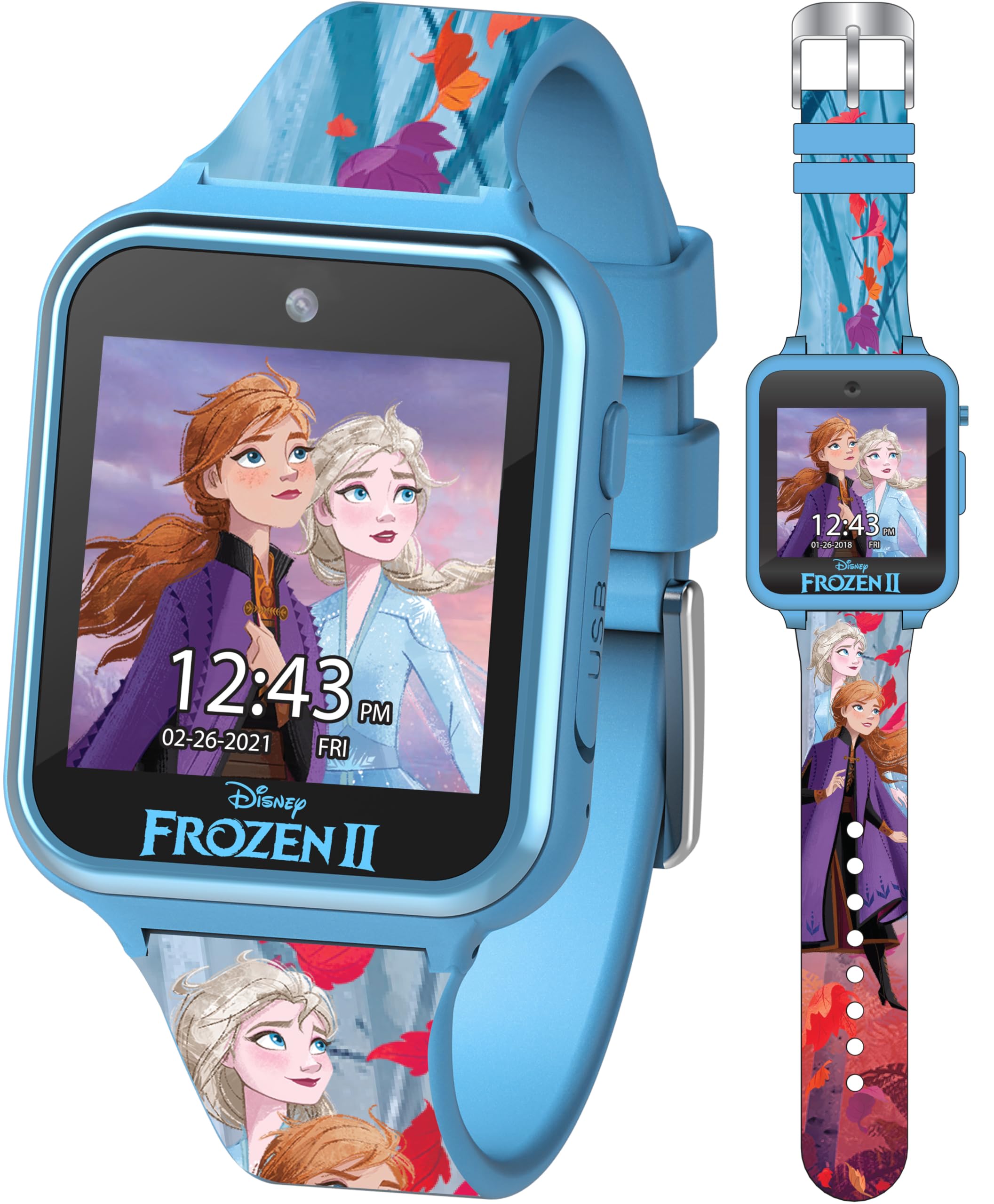 Frozen II Kids Smartwatch - Interactive Touchscreen with 10 Custom Watch Faces, Camera, Games, Alarm, Step Tracker & More - For 