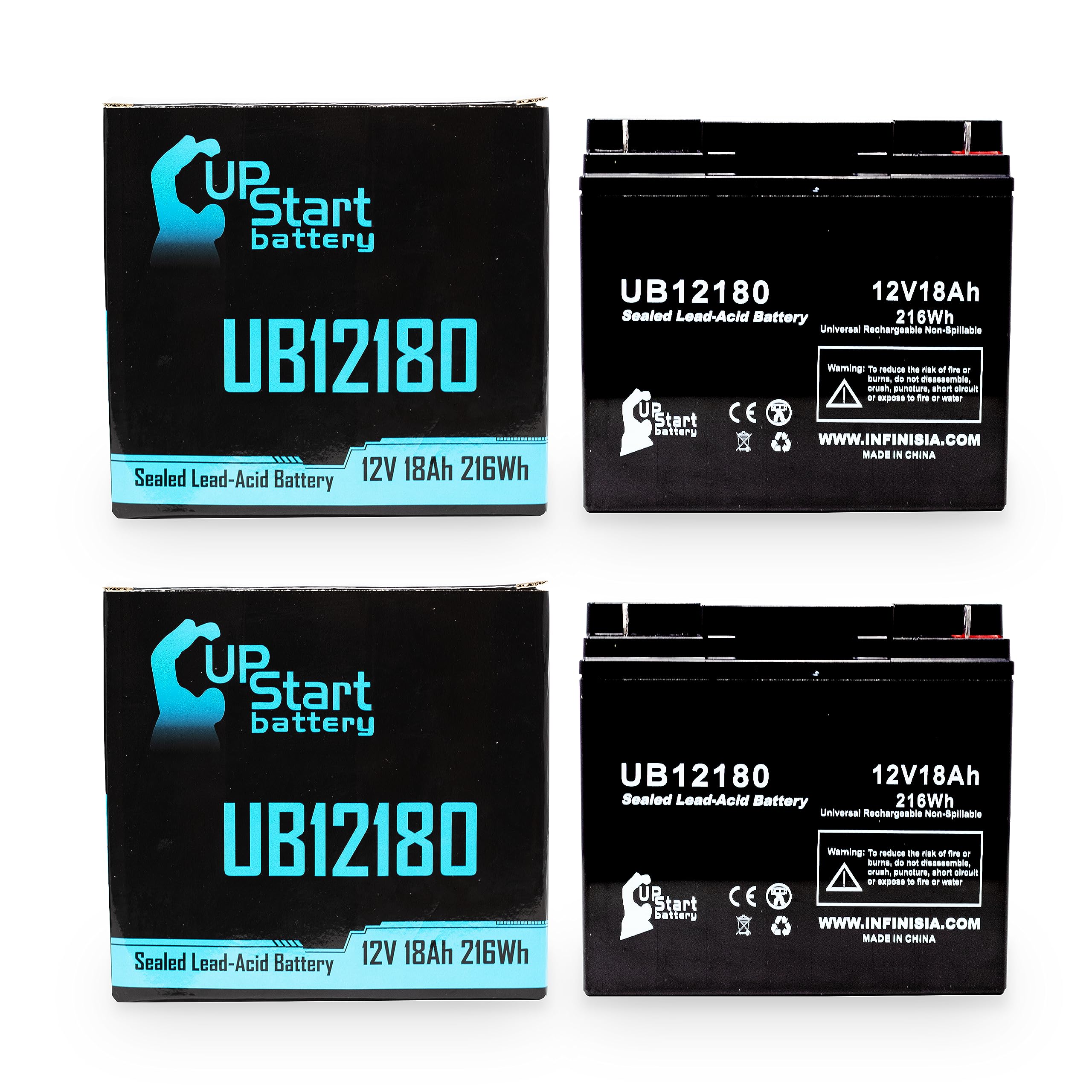 2 Pack Replacement For Pride Gogo Elite Traveler Plus Battery   Replacement Ub12180 Universal Sealed Lead Acid Battery (12V, 18A