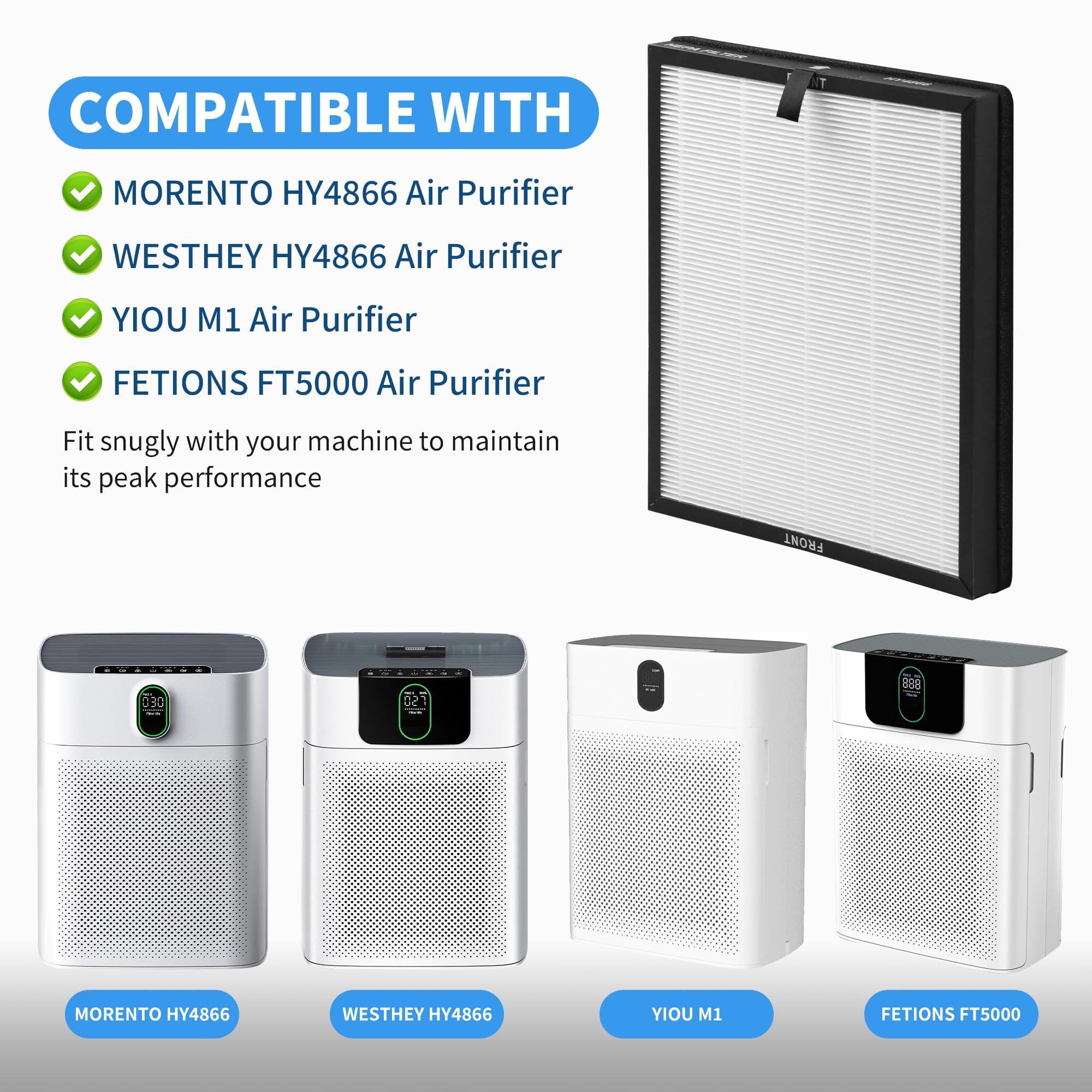 Xbww 6 Packs Hy4866 Replacement Filters Compatible With Morento Hy4866, Westhey Hy4866, Yiou M1 And Fetions Ft5000 Air Cleaner P