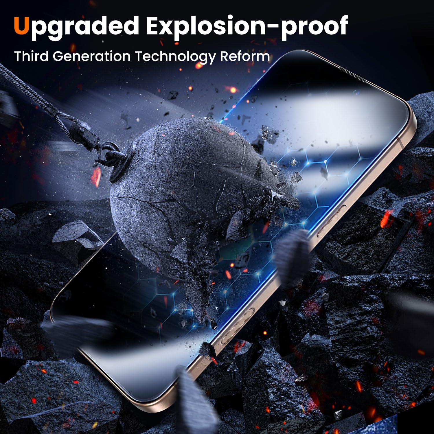 Uniqueme For Iphone 16 Pro Max Screen Protector, [Military Grade Shatterproof & 9H+ Hardness] Screen Protector 16 Pro Max Temper