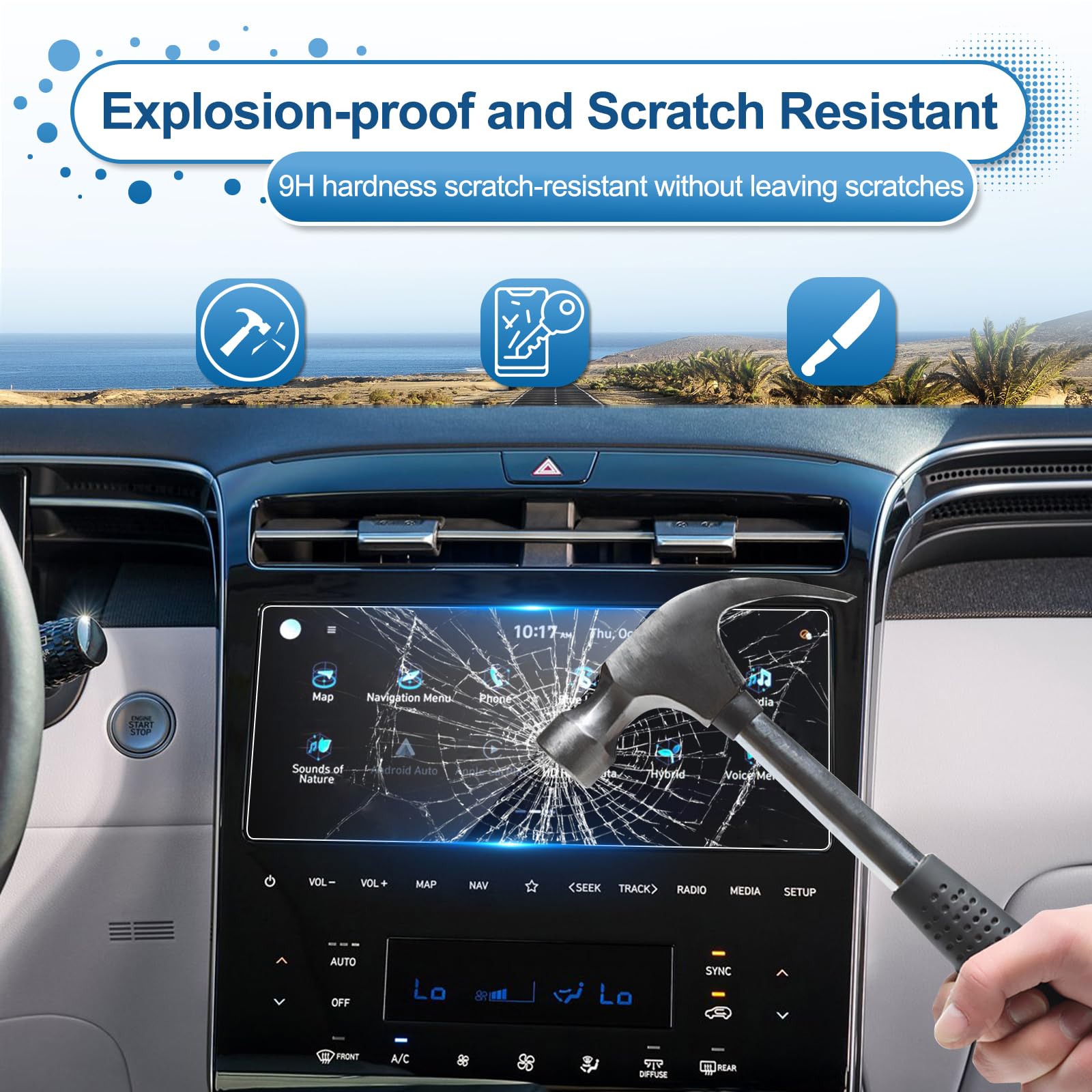 Coleya 2022 2024 Santa Cruz Screen Protector, For 2024 Santa Cruz (Sel,Night,Xrt,Limited)/ 2023 (Sel,Sel Premium,Limited)/ 2022