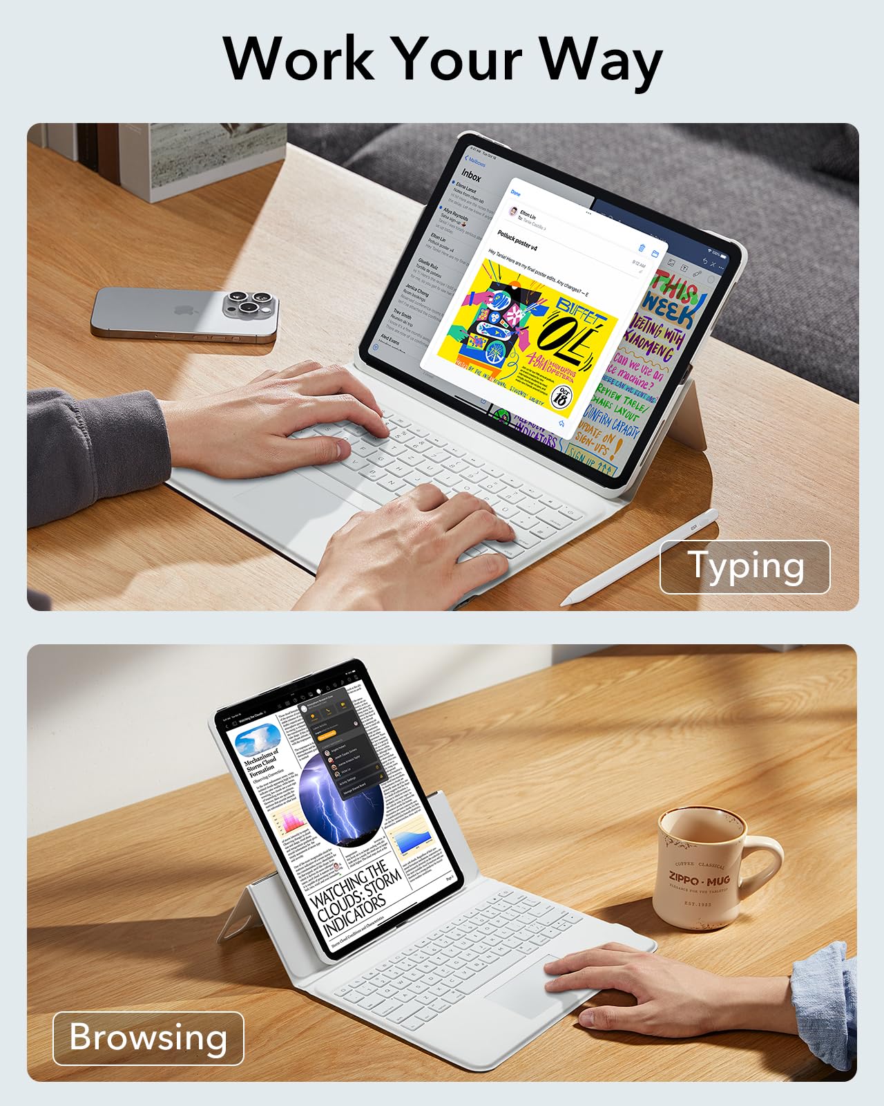 Esr Ascend Keyboard Case, Ipad Case With Keyboard Compatible With Ipad Pro 12.9 (2022/2021/2020/2018), Magnetic Detachable Case,