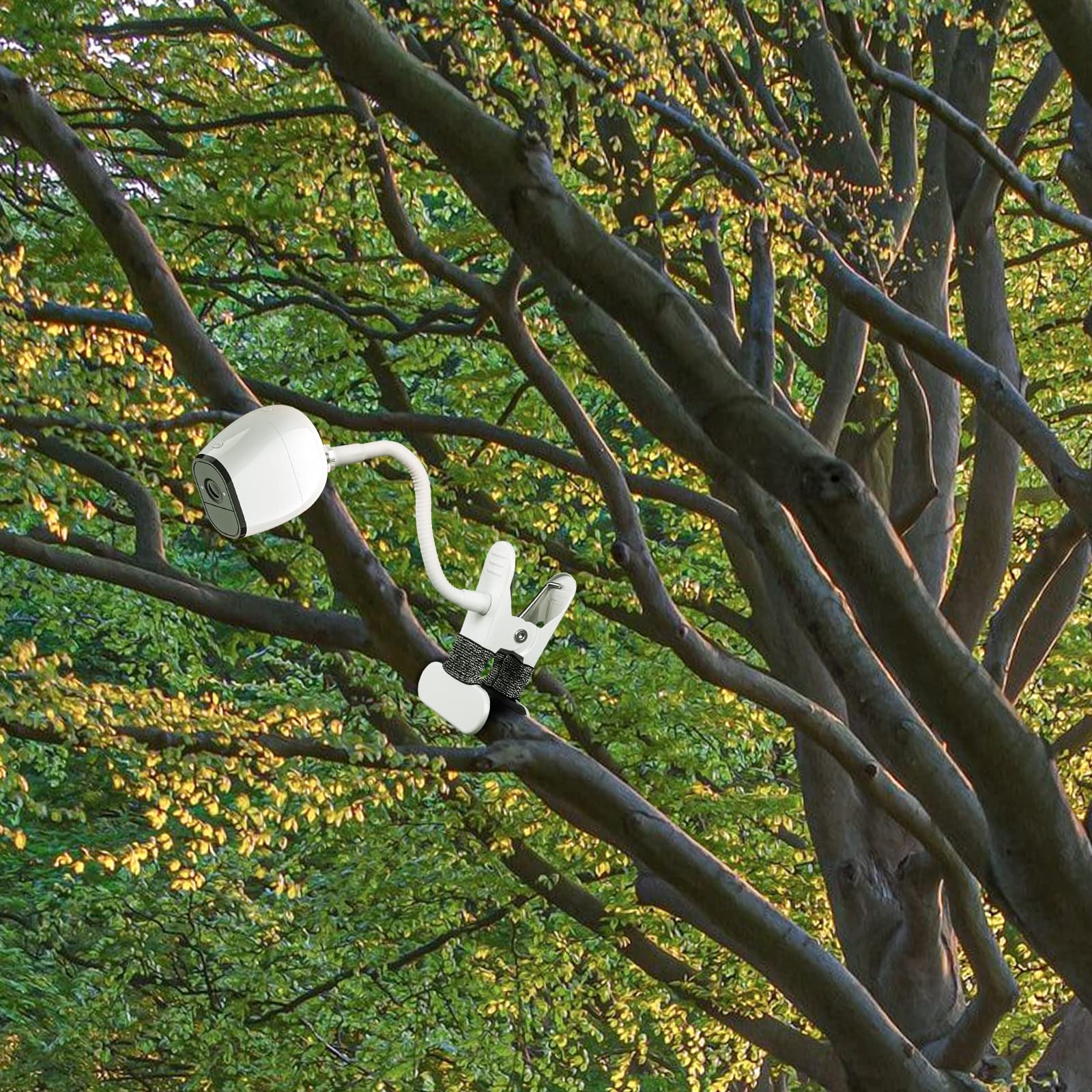 Okemeeo Adjustable Gooseneck Camera Clamp Mount For Eufycam 2C/Arlo Pro 5S/Pro 4/Pro 3/Essential And More 1/4'' Threaded Cameras(No Drill,White, 2 Pack)