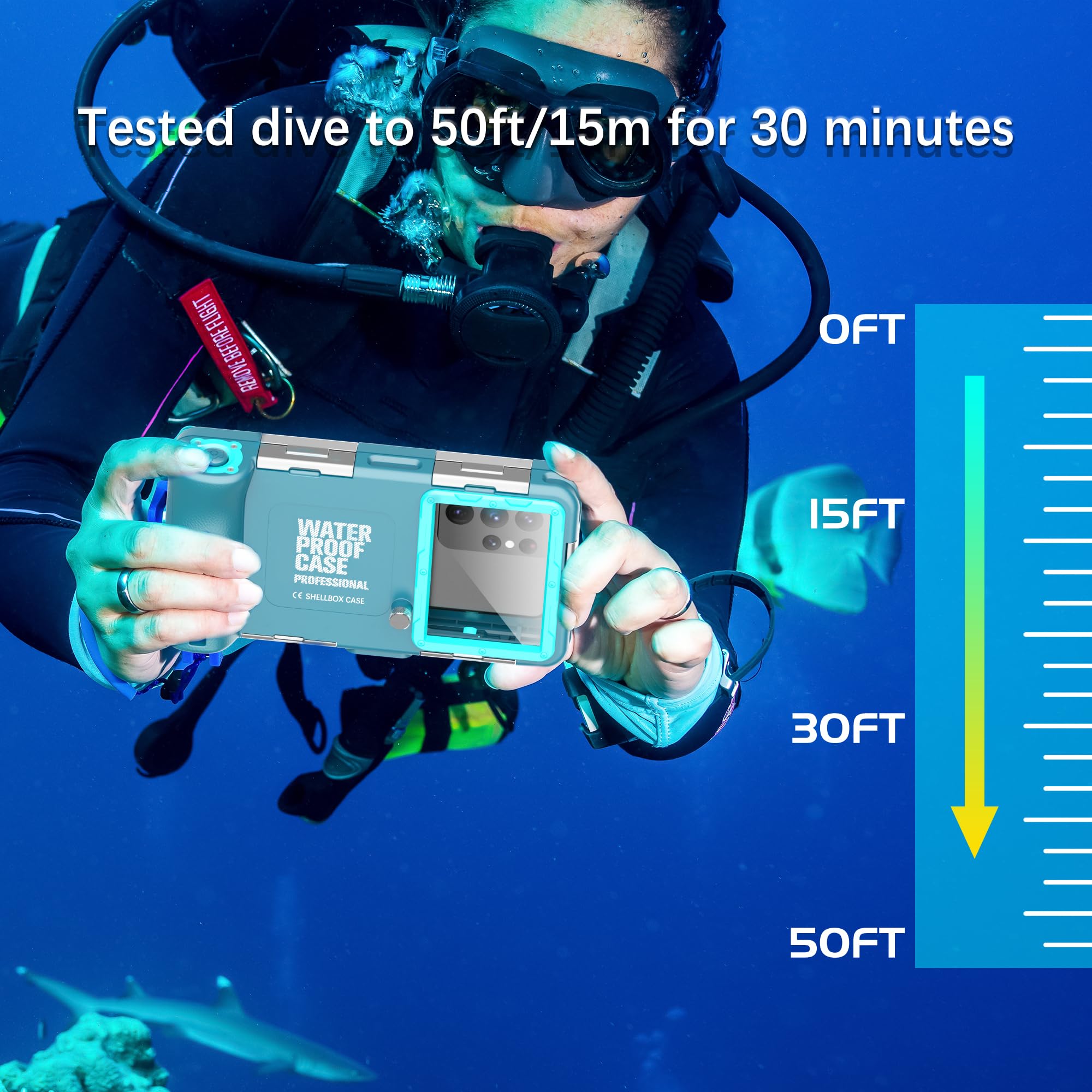 Professional Underwater Phone Case For Snorkeling Diving 50Ft/15M Waterproof Scuba Photo&Video Universal Housing For Iphone 15 P